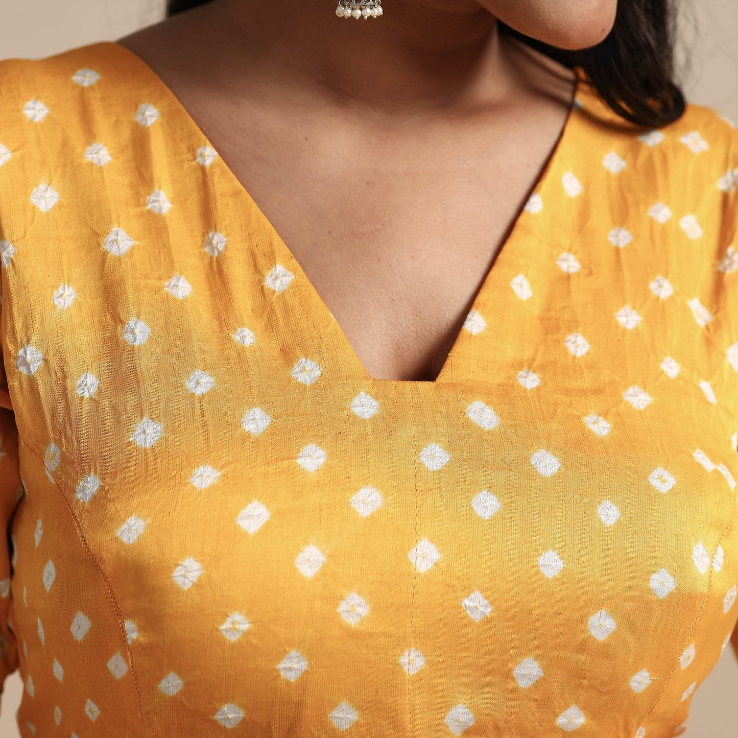 Buy Modal Silk Bandhani Tie Dye Stitched Blouse Online at iTokri.com