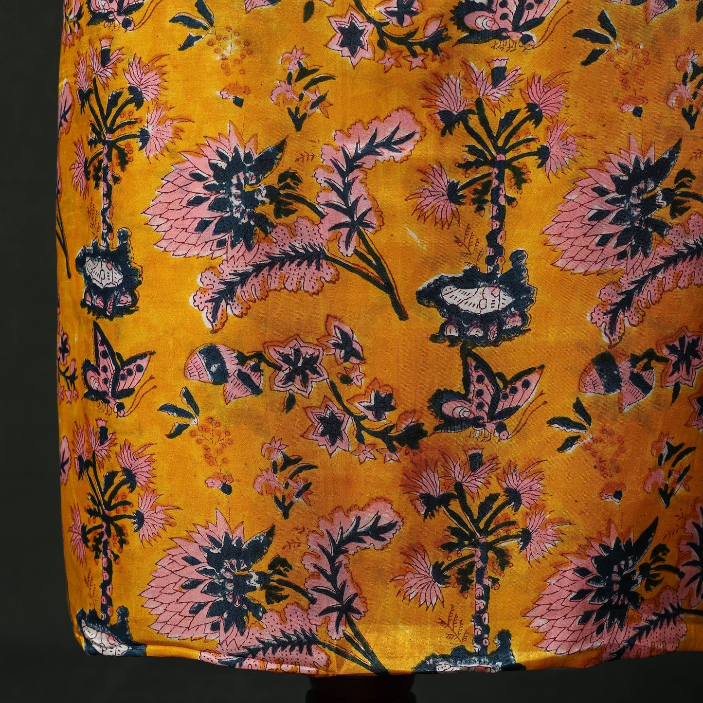 Modal silk hand block sanganeri print 2pc unstitched dress