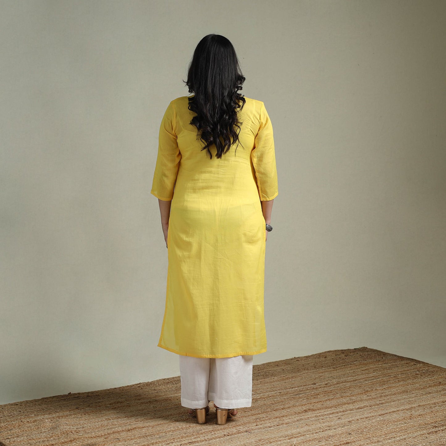 Mulmalai cotton plain dyed straight kurta 07 - handcrafted