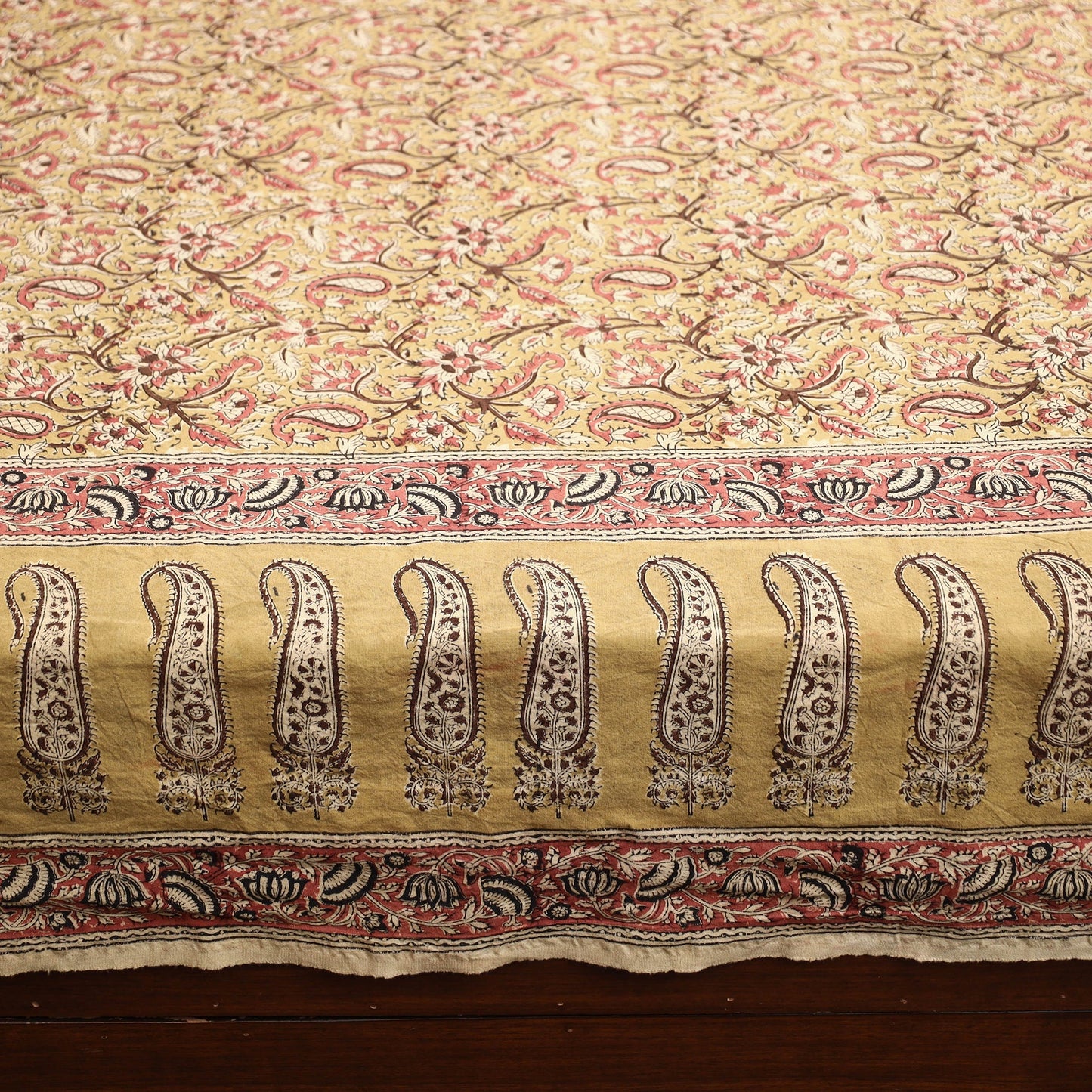 Buy Pedana Kalamkari Block Printed Cotton Double Bed Cover (111 x 91 in) 01 Online at iTokri.com