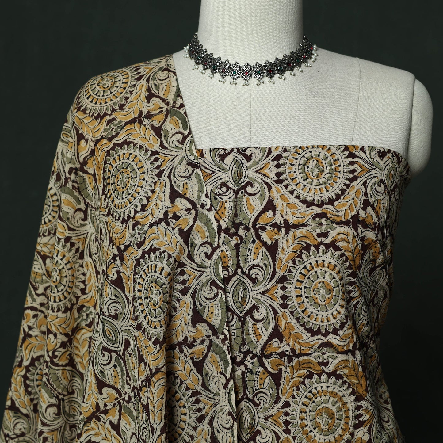 Natural dyed block print cotton pedana kalamkari 2pc