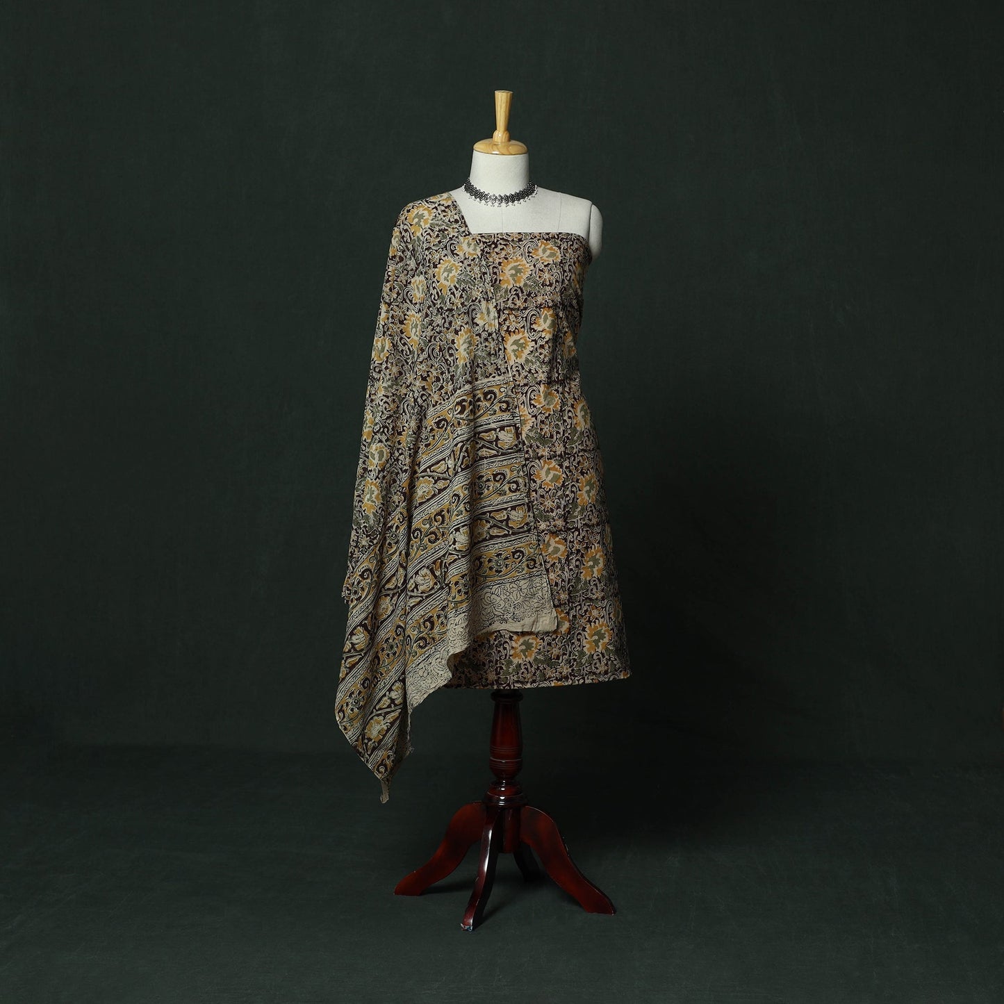 Natural dyed block print cotton pedana kalamkari 2pc