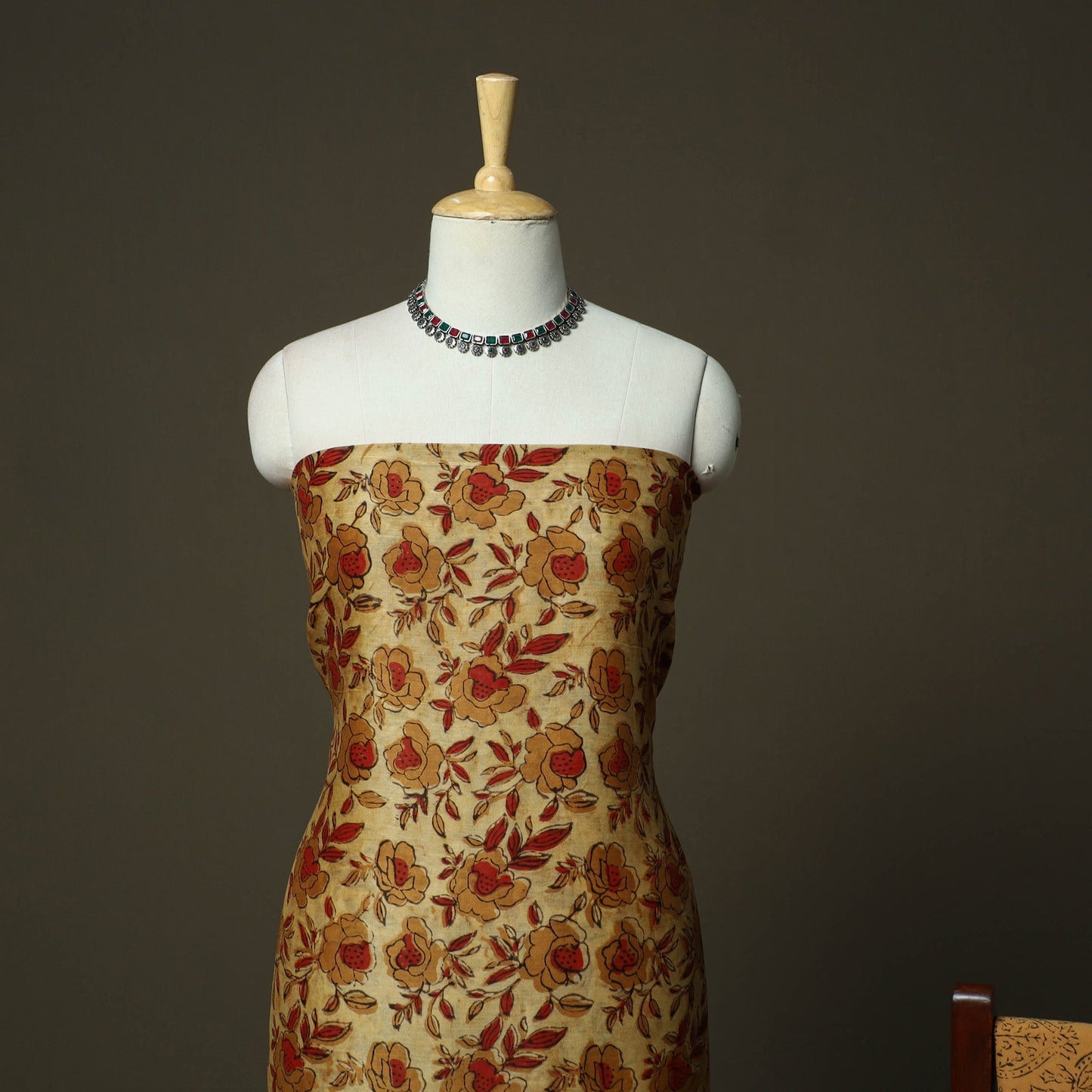 Natural dyed block print maheshwari silk jahota 3pc