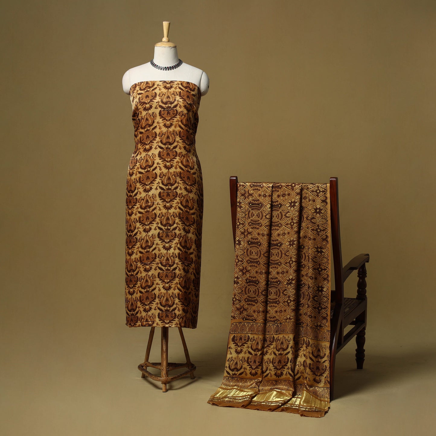 Natural dyed modal silk bagru 2pc unstitched dress material