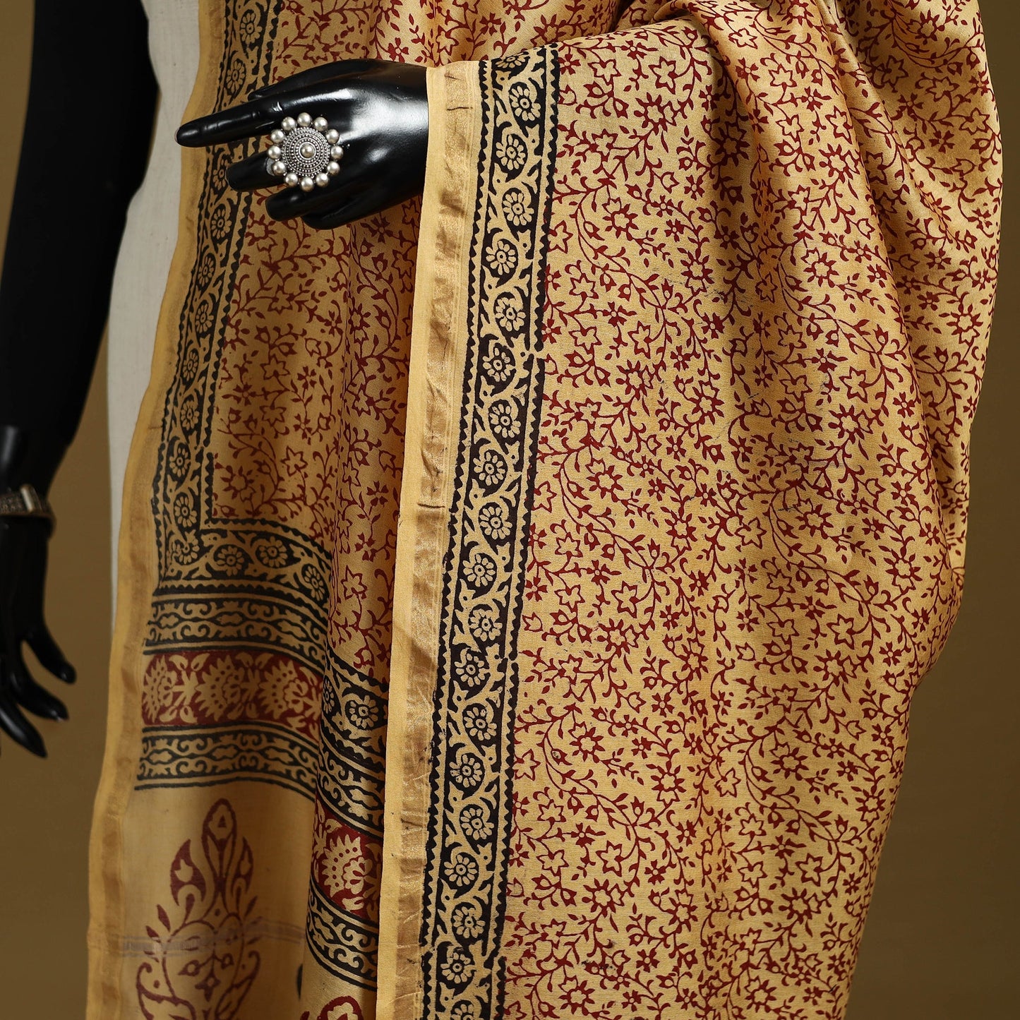 Yellow - natural dyed printed chanderi silk bagh dupatta 33