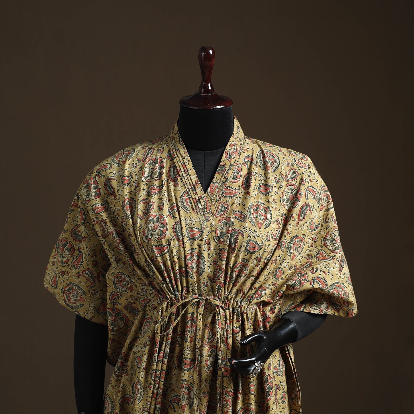 Natural dyed hand block kalamkari print cotton kaftan