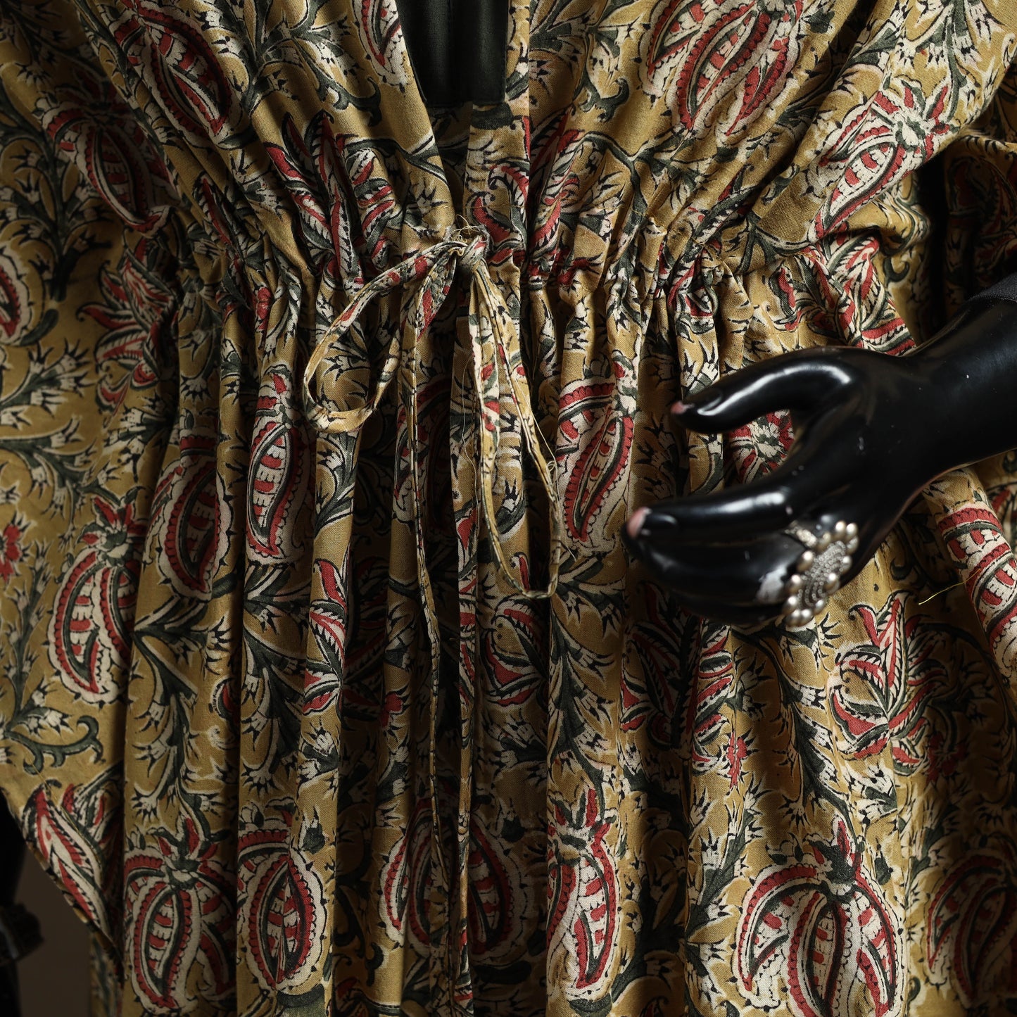 Natural dyed hand block kalamkari print cotton kaftan