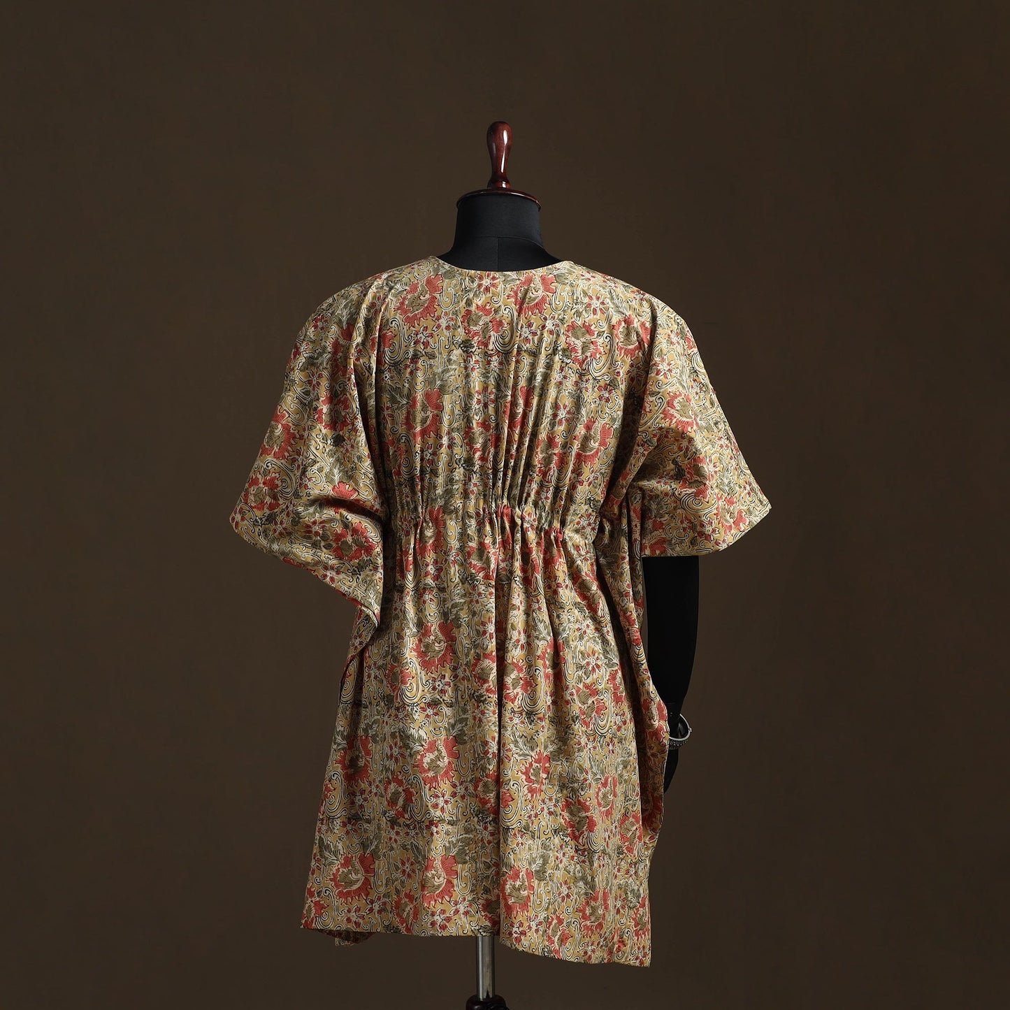 Natural dyed hand block kalamkari print cotton kaftan