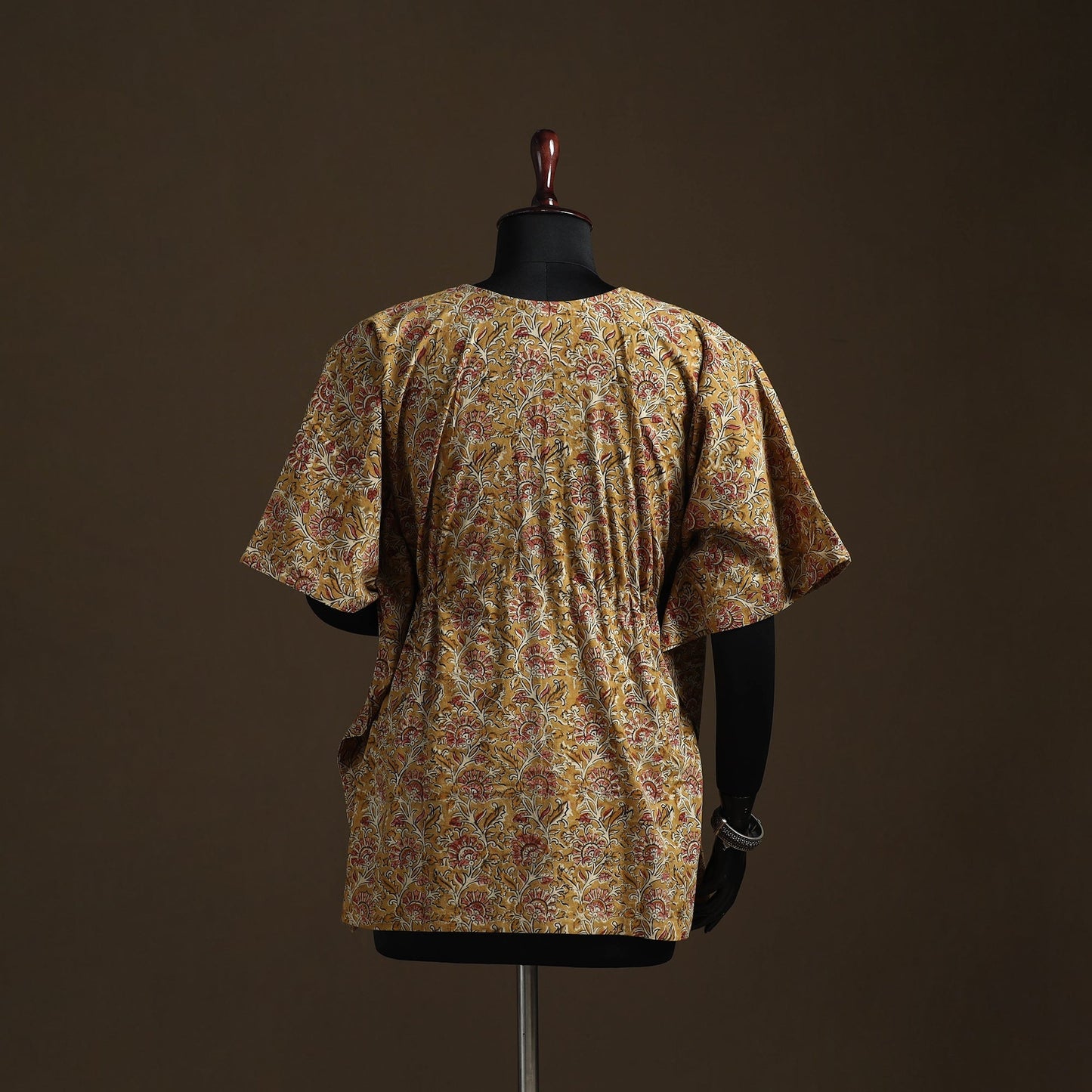 Natural dyed hand block kalamkari print cotton kaftan