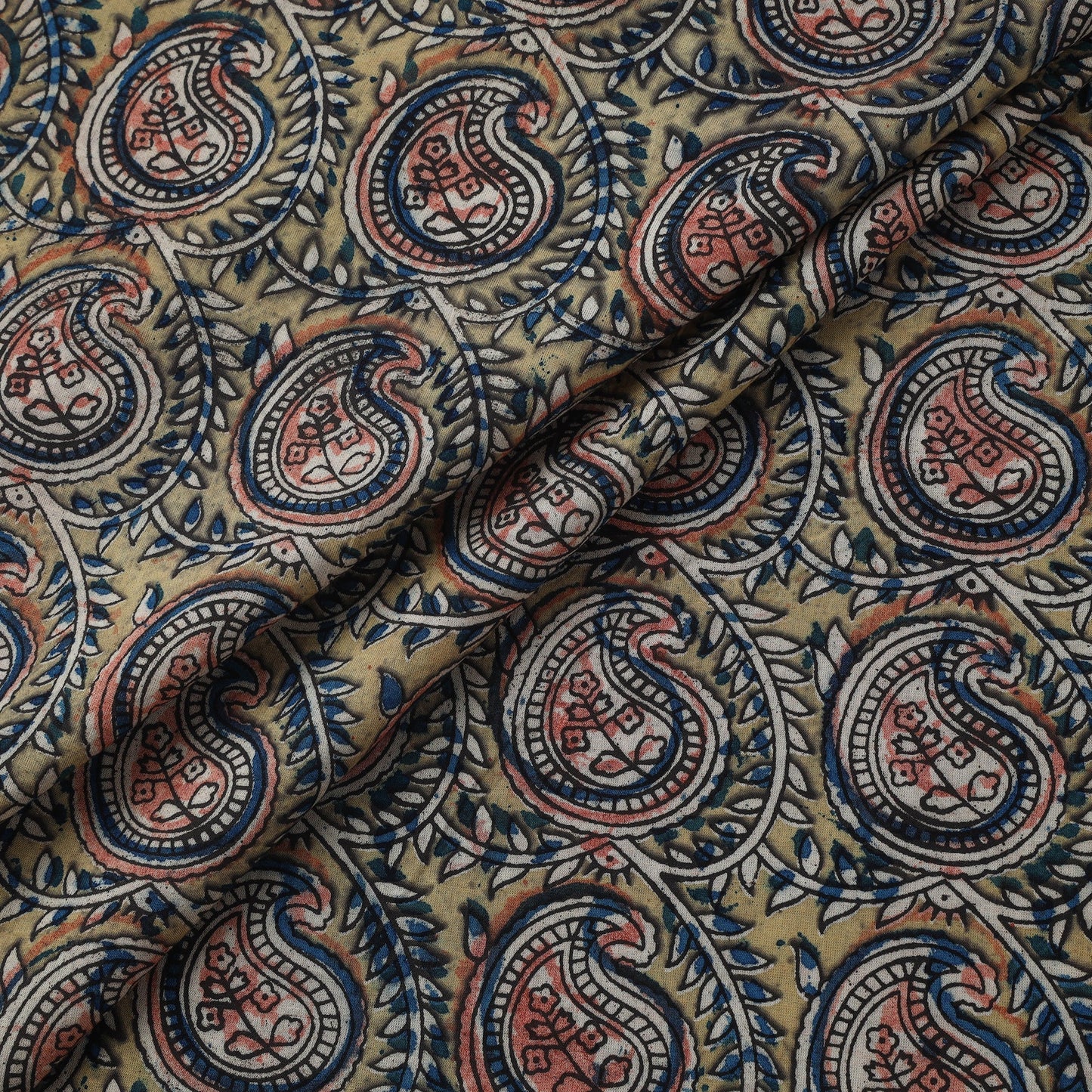 Natural dyed hand block print cotton kalamkari fabric 11
