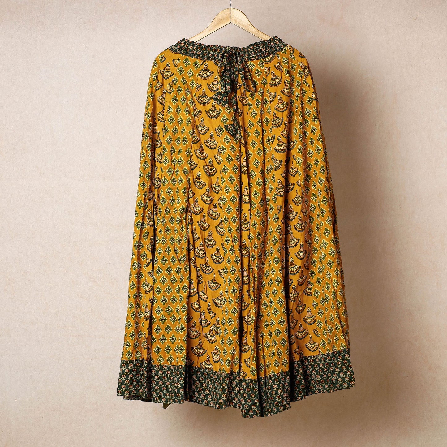 24 Kali Ajrakh Block Printed Patchwork Cotton Long Skirt