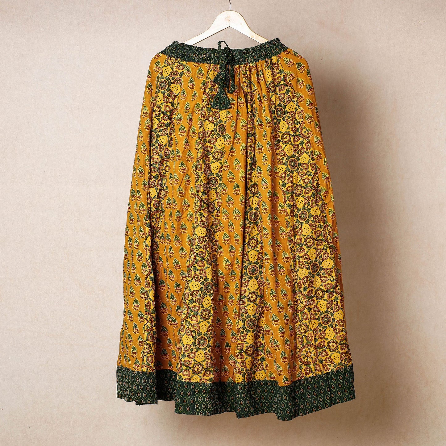 24 Kali Ajrakh Block Printed Patchwork Cotton Long Skirt