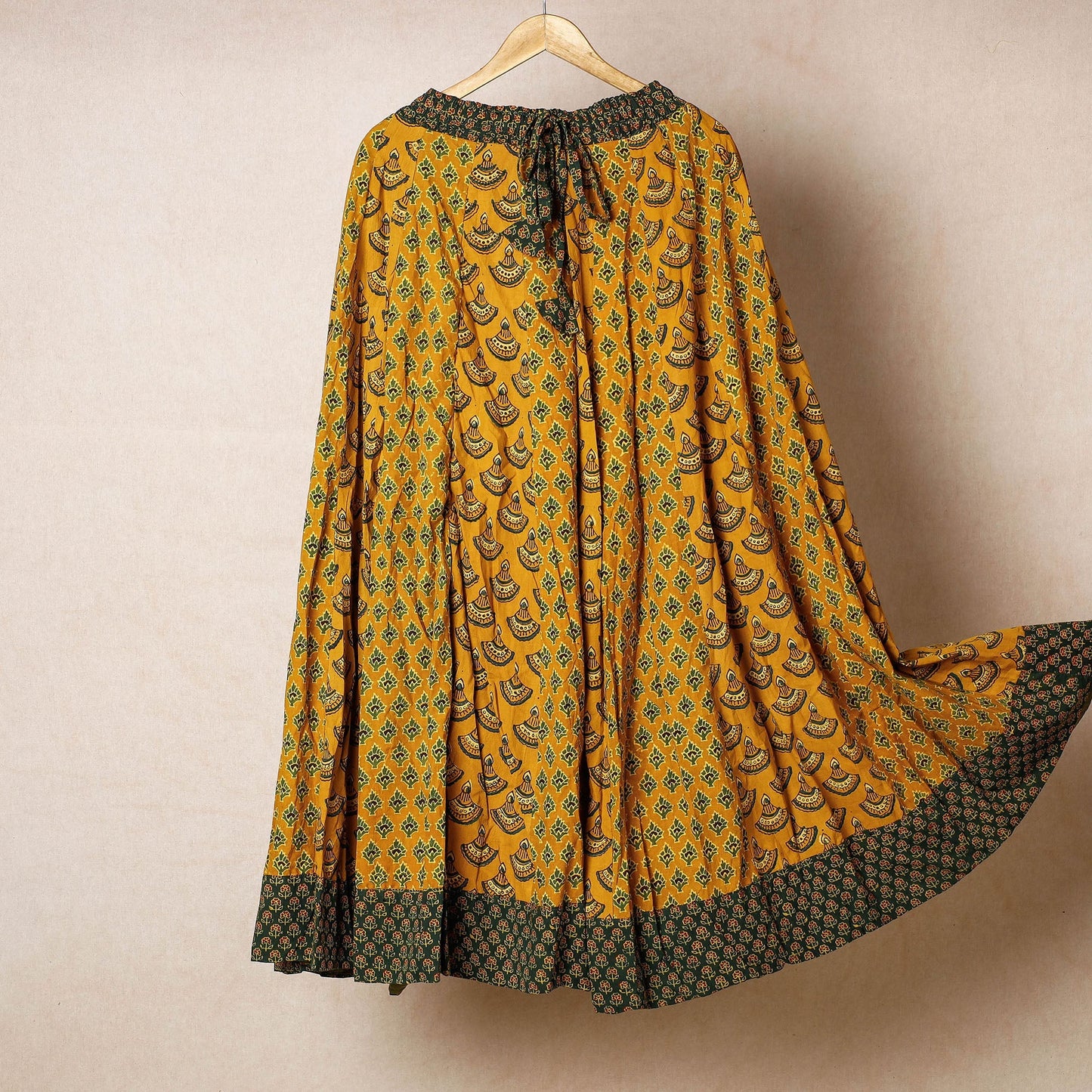 24 Kali Ajrakh Block Printed Patchwork Cotton Long Skirt