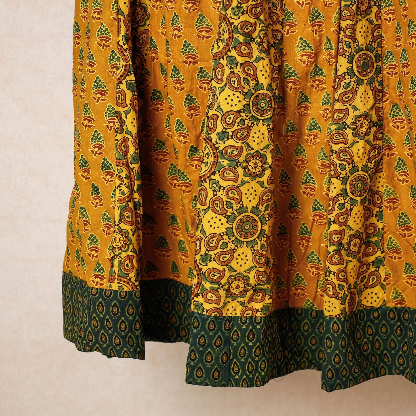 24 Kali Ajrakh Block Printed Patchwork Cotton Long Skirt