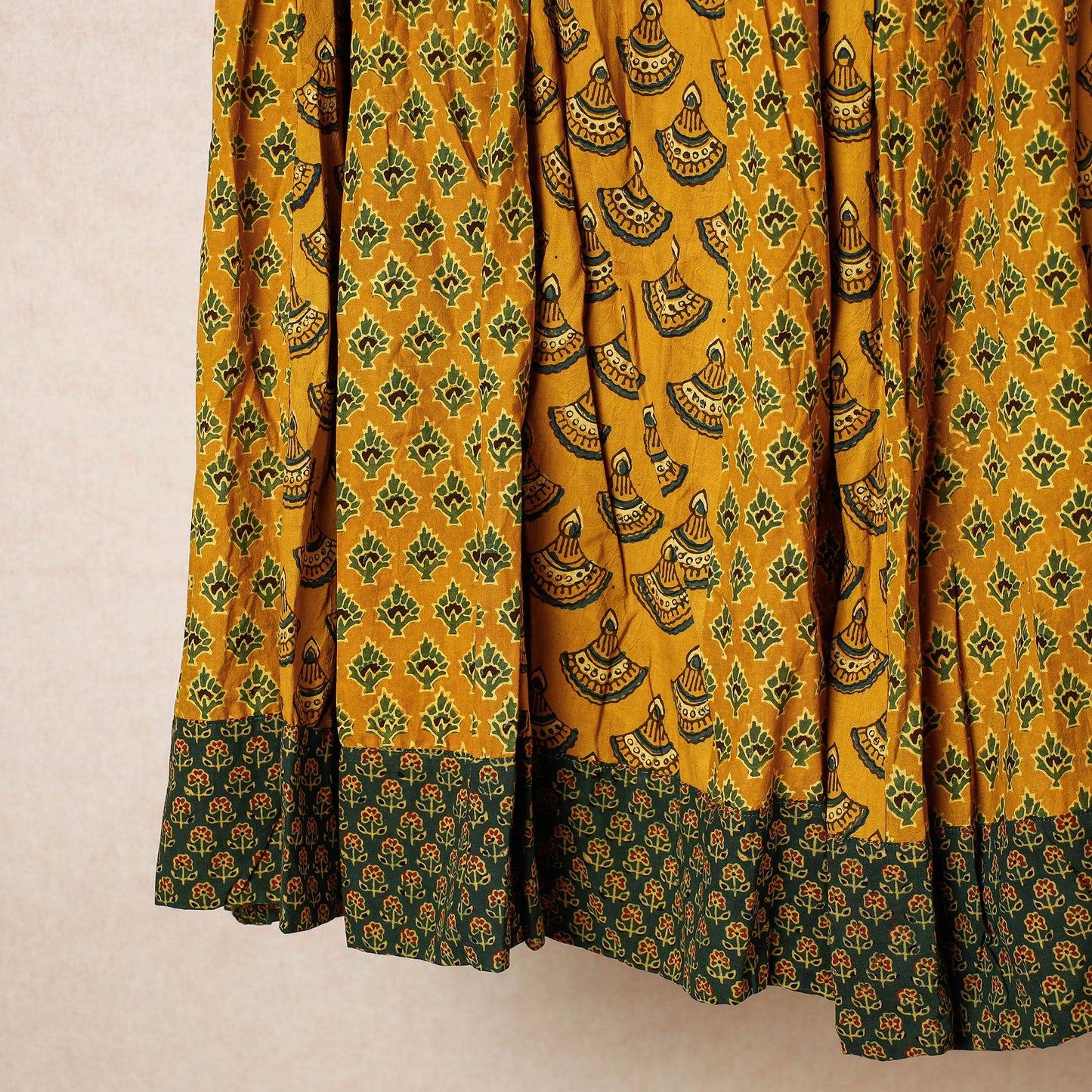 24 Kali Ajrakh Block Printed Patchwork Cotton Long Skirt