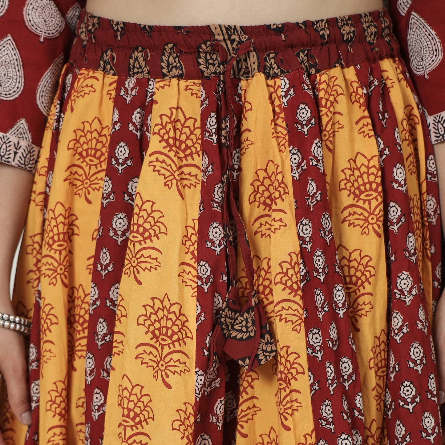 Bagh Block Printed Patchwork Cotton Long Skirt