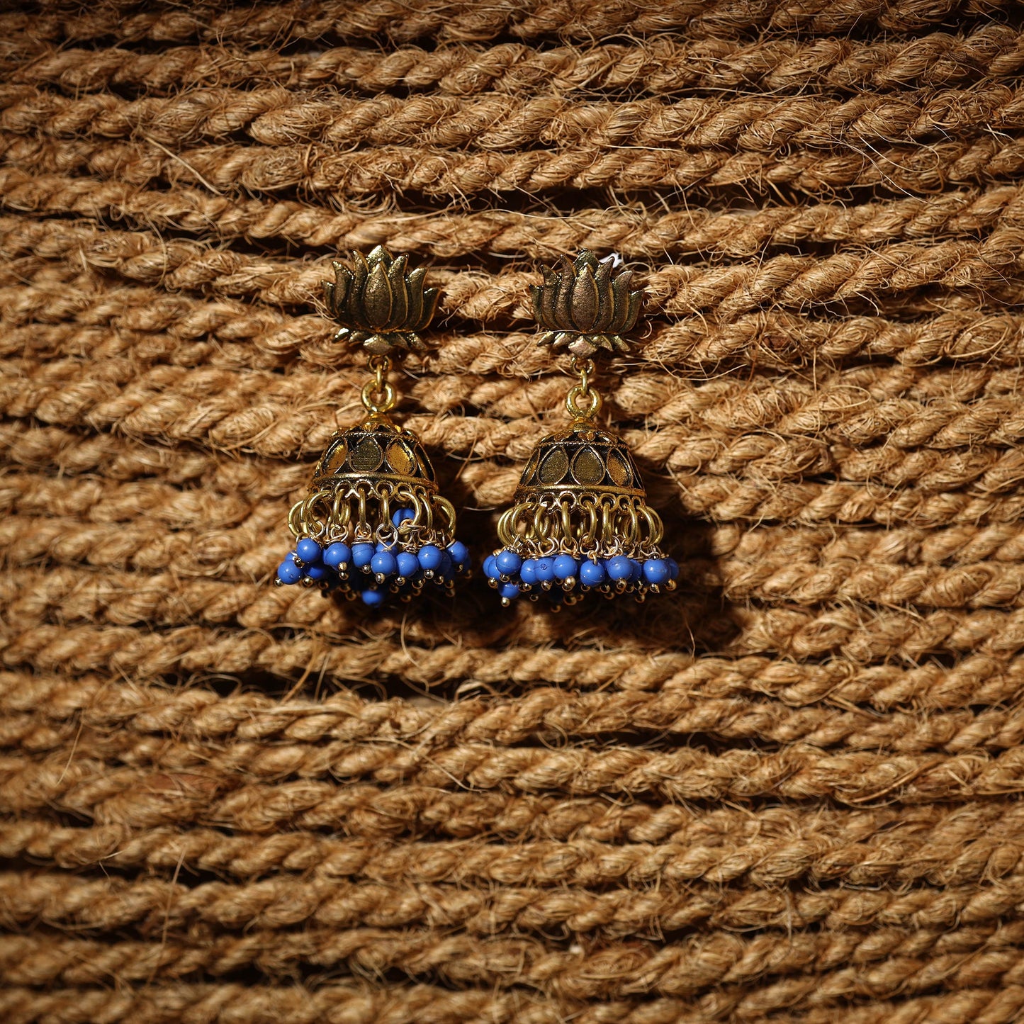 Buy Noreen Golden Handcrafted GS Beaded Jhumki Earrings