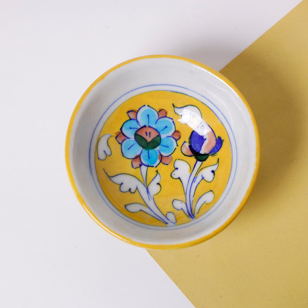 Yellow Original Blue Pottery Ceramic Bowl