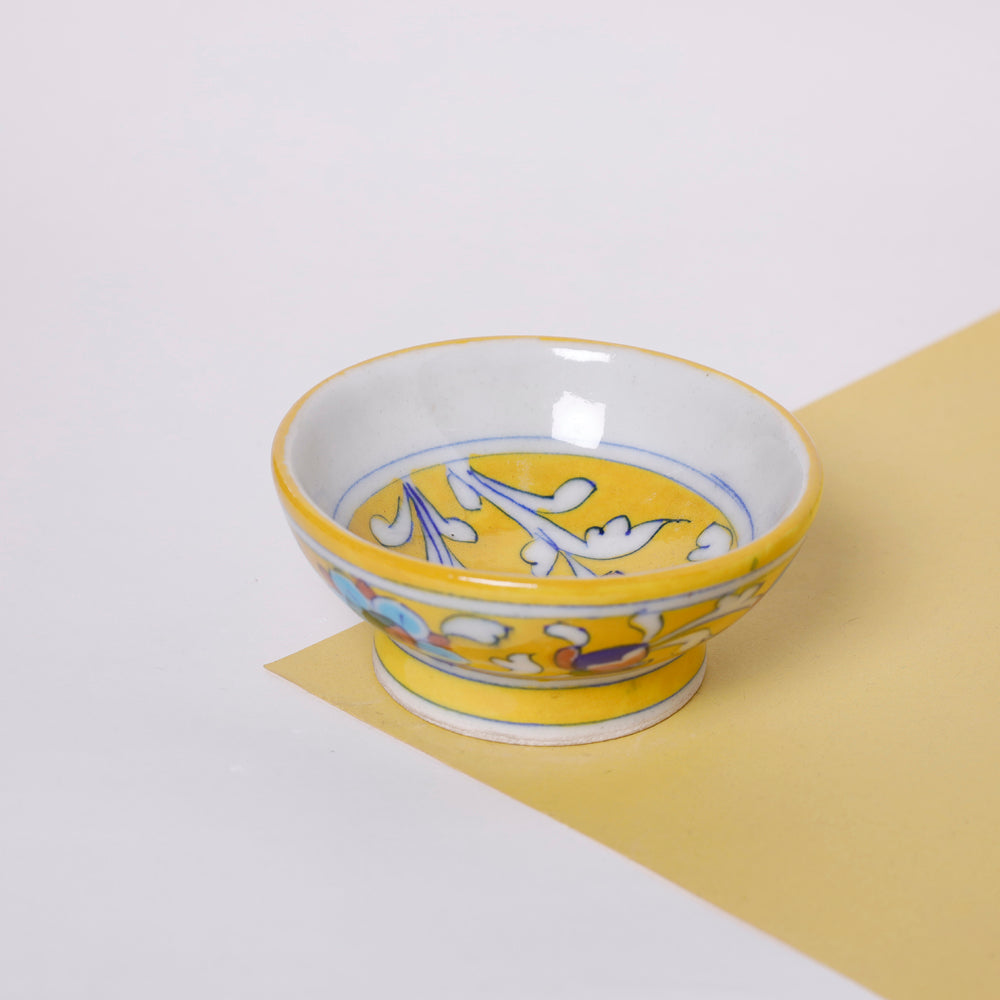 Yellow Original Blue Pottery Ceramic Bowl