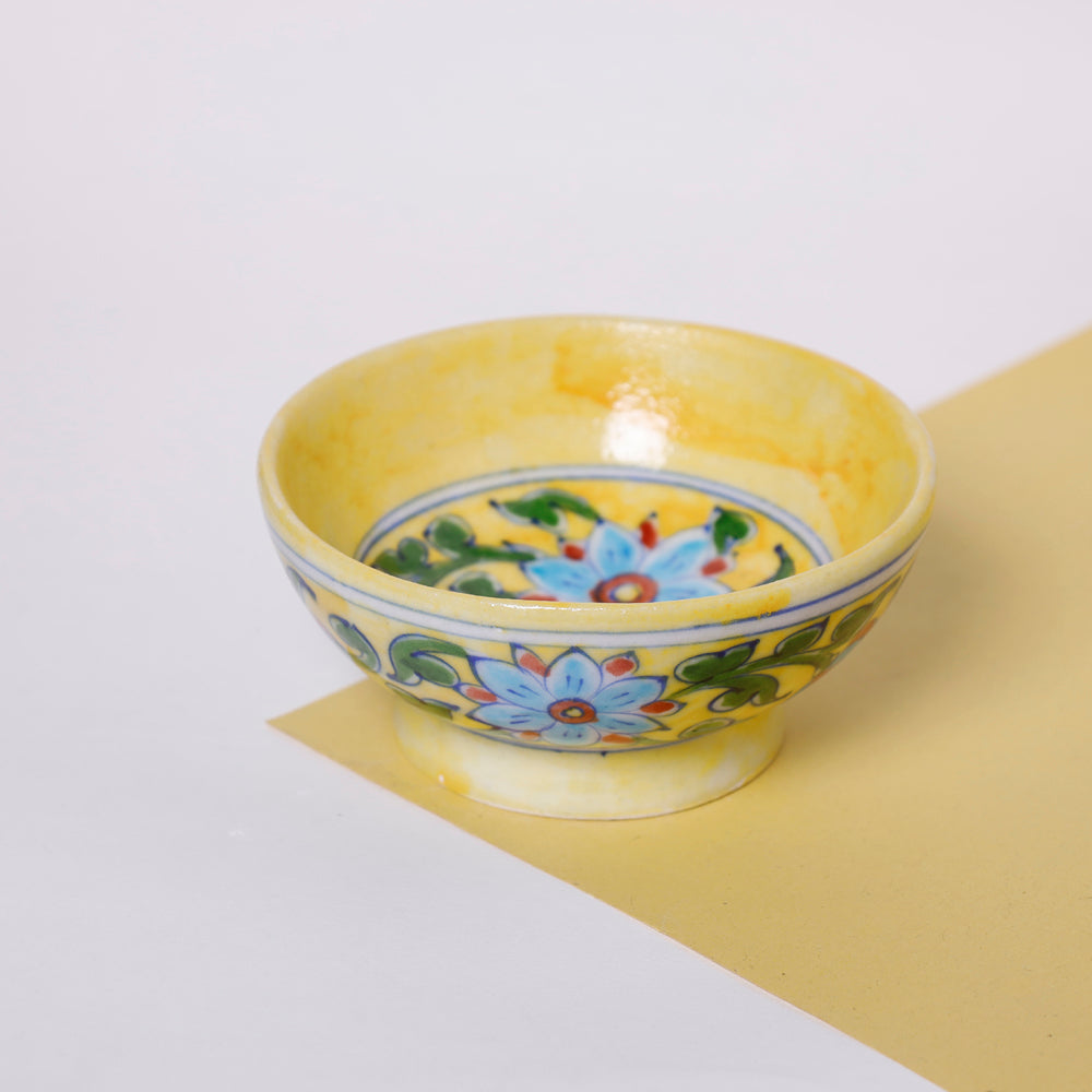 Yellow Original Blue Pottery Ceramic Bowl