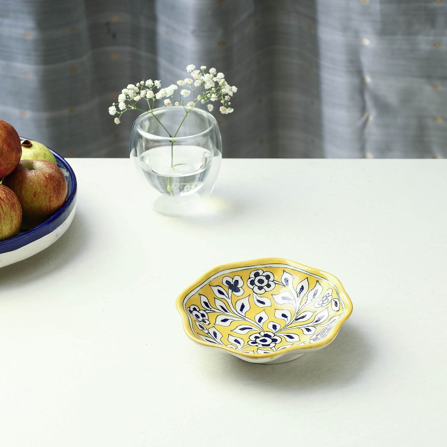 Yellow Original Blue Pottery Ceramic Bowl