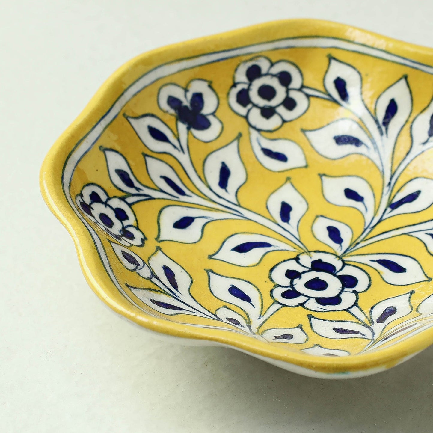 Yellow Original Blue Pottery Ceramic Bowl