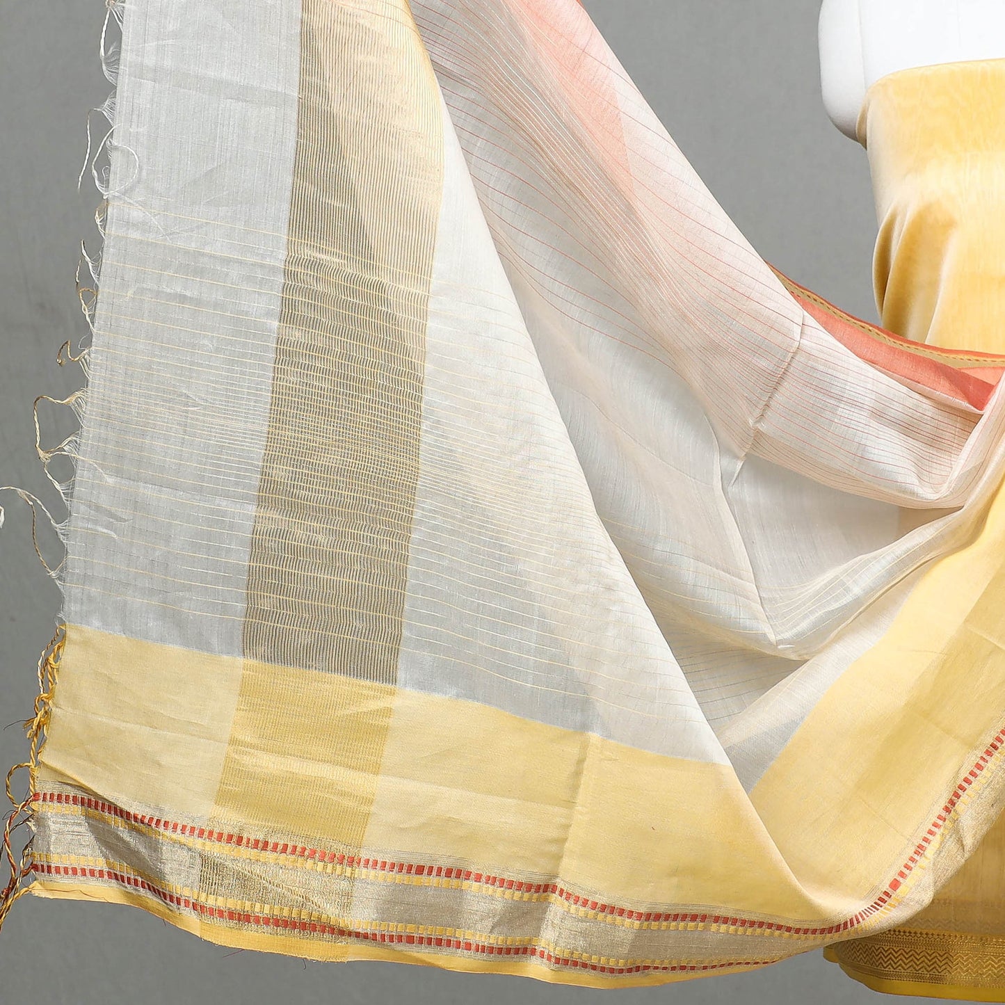 Original Maheshwari Silk Pure Handloom 2pc Suit Material Set