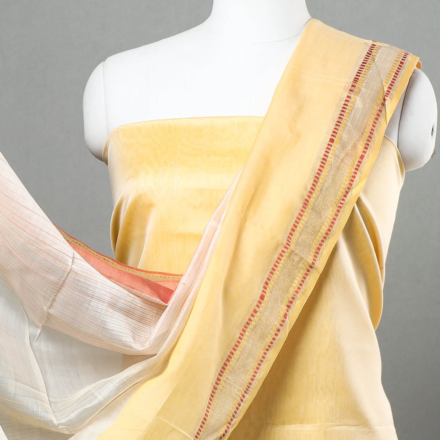 Original Maheshwari Silk Pure Handloom 2pc Suit Material Set