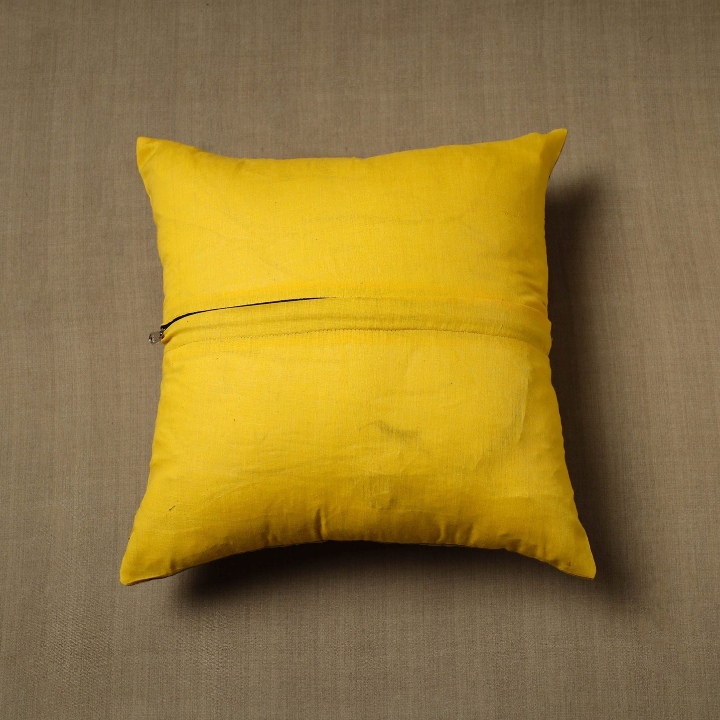 Yellow - patchwork cotton kanchipuram cushion cover (16 x