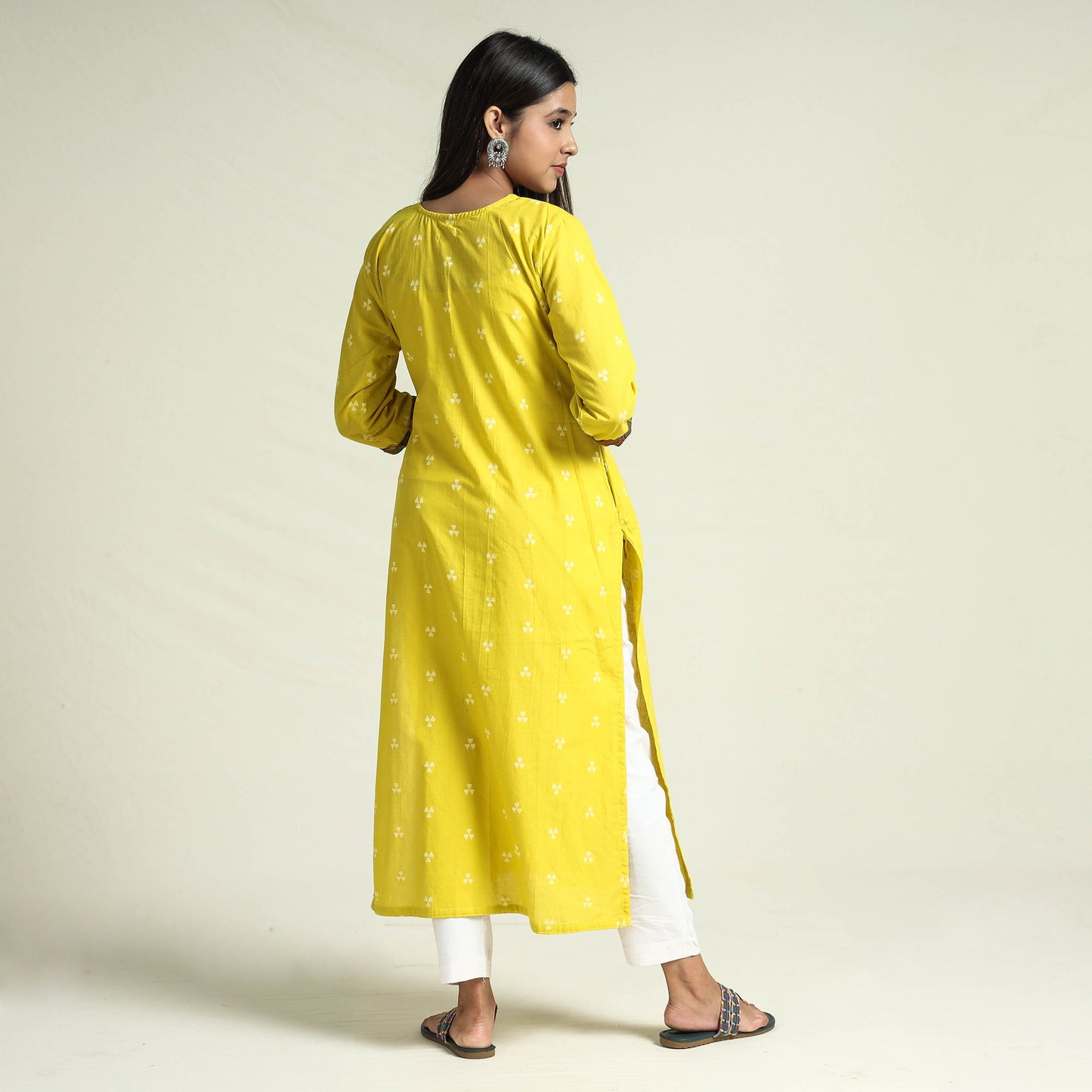 Buy Patchwork Cotton Straight Jacquard Kurta