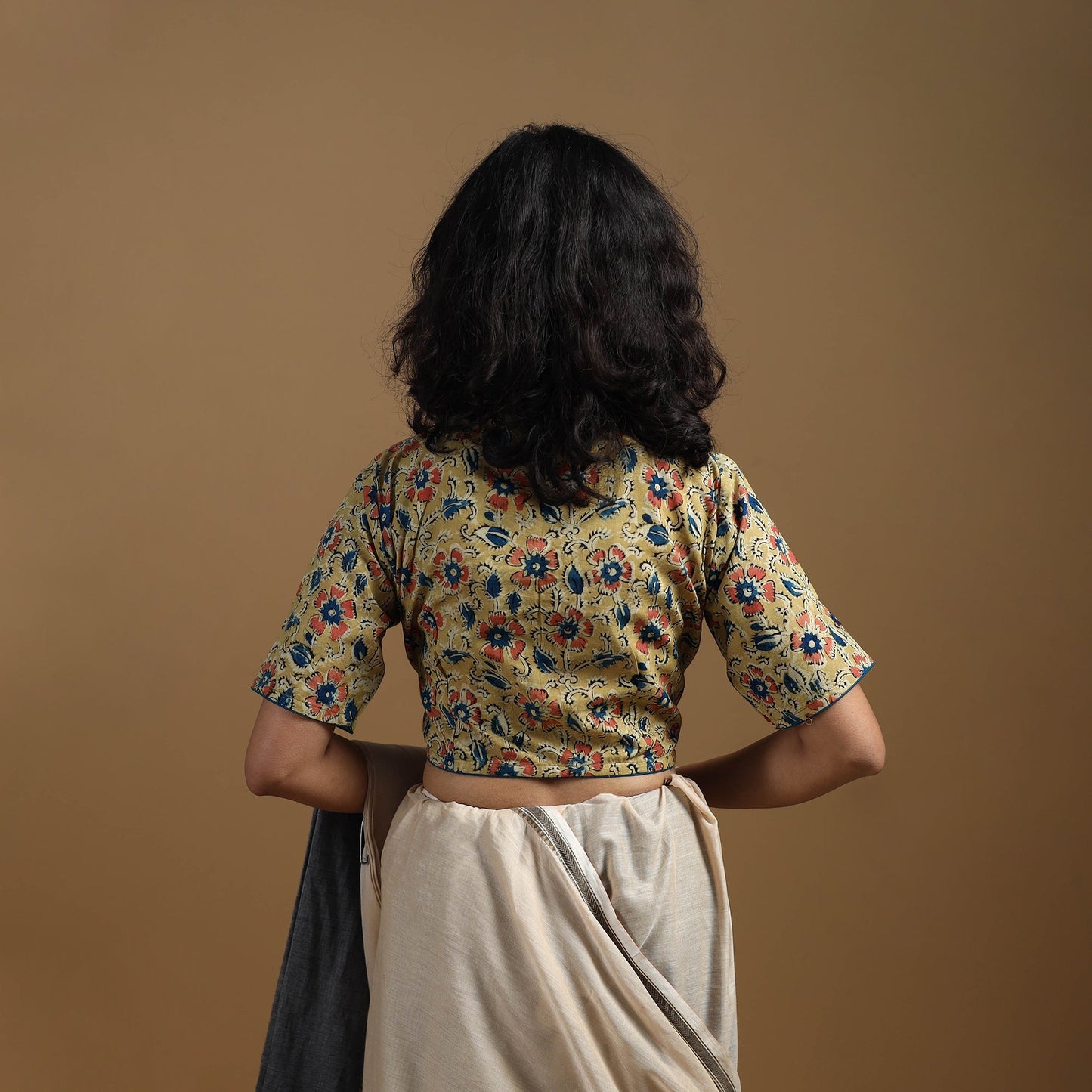 Pedana cotton natural dyed kalamkari readymade blouse 08