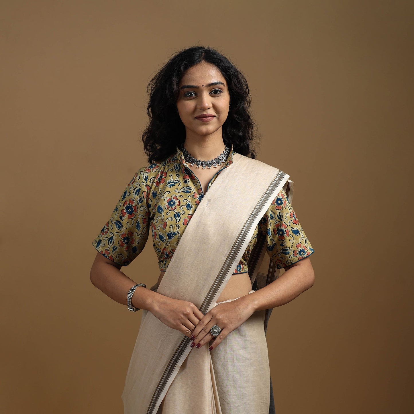 Pedana cotton natural dyed kalamkari readymade blouse 08
