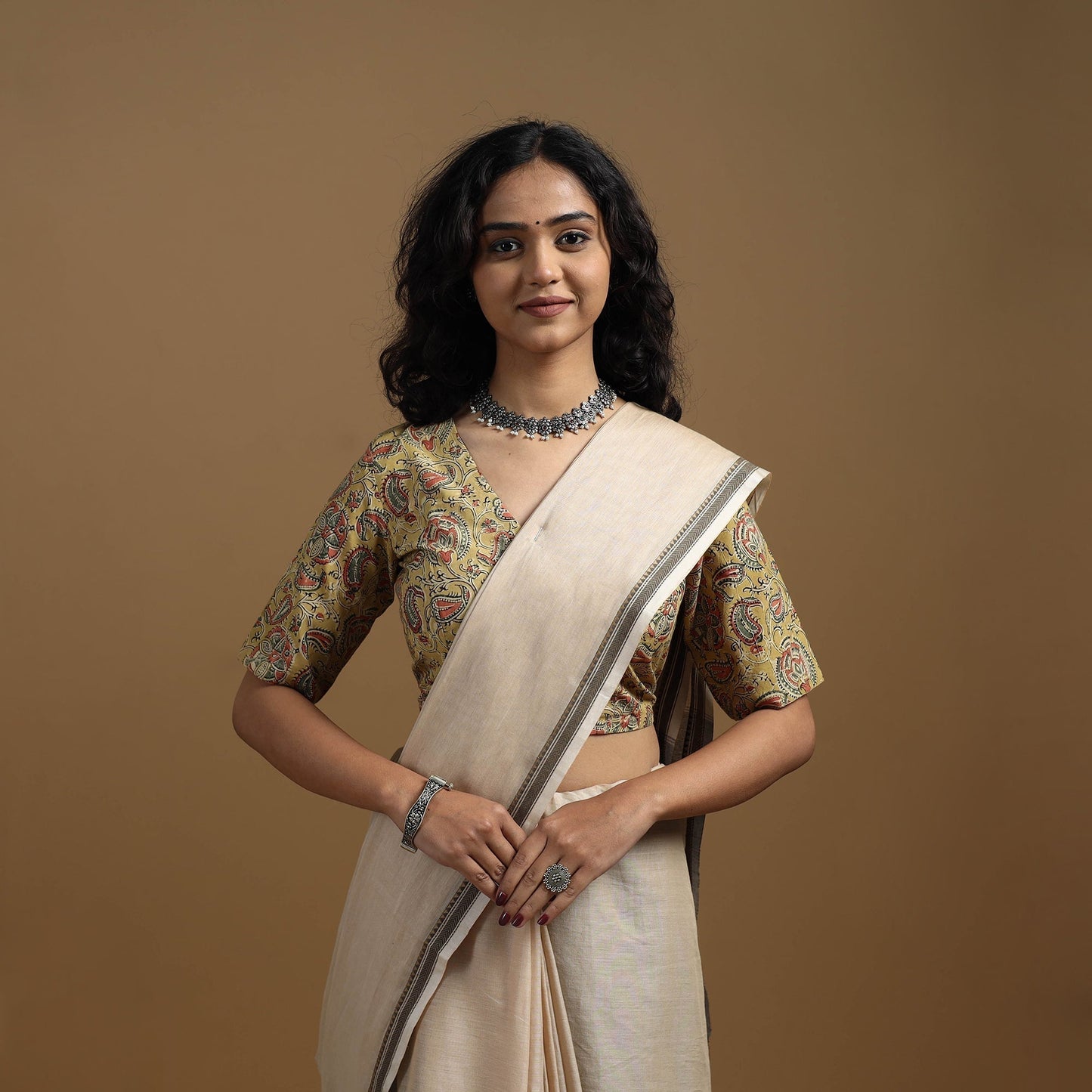 Pedana cotton natural dyed kalamkari readymade blouse 02