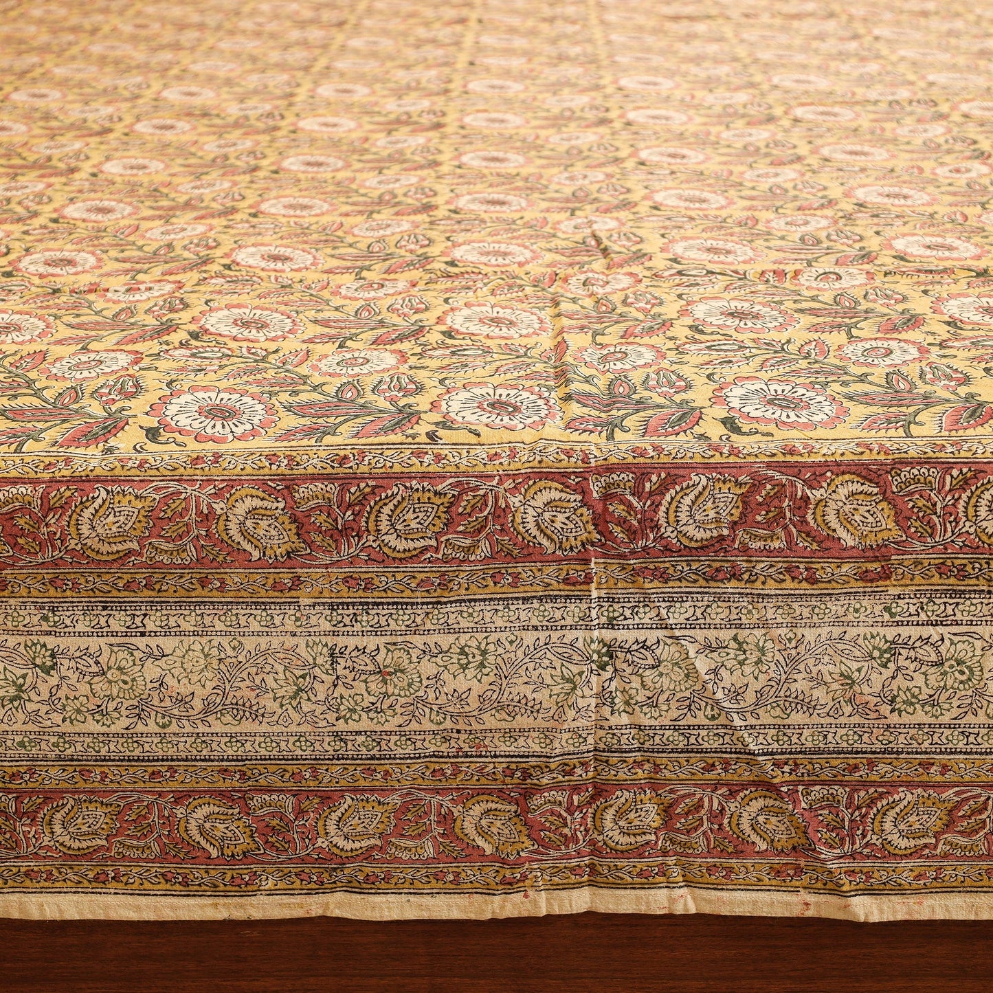 Buy Pedana Kalamkari Block Printing Cotton Double Bed Cover Online at iTokri.com