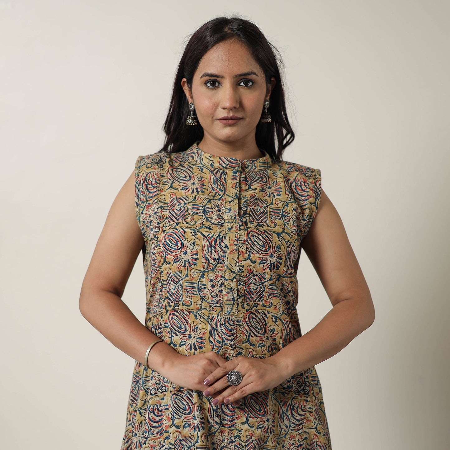 Pedana Kalamkari Block Printed Cotton Dress 14