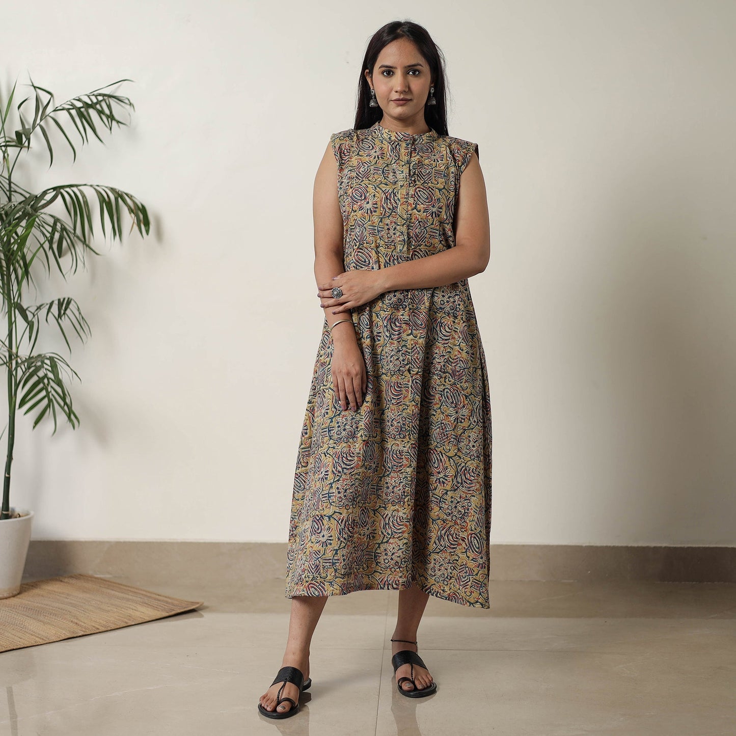 Pedana Kalamkari Block Printed Cotton Dress 14