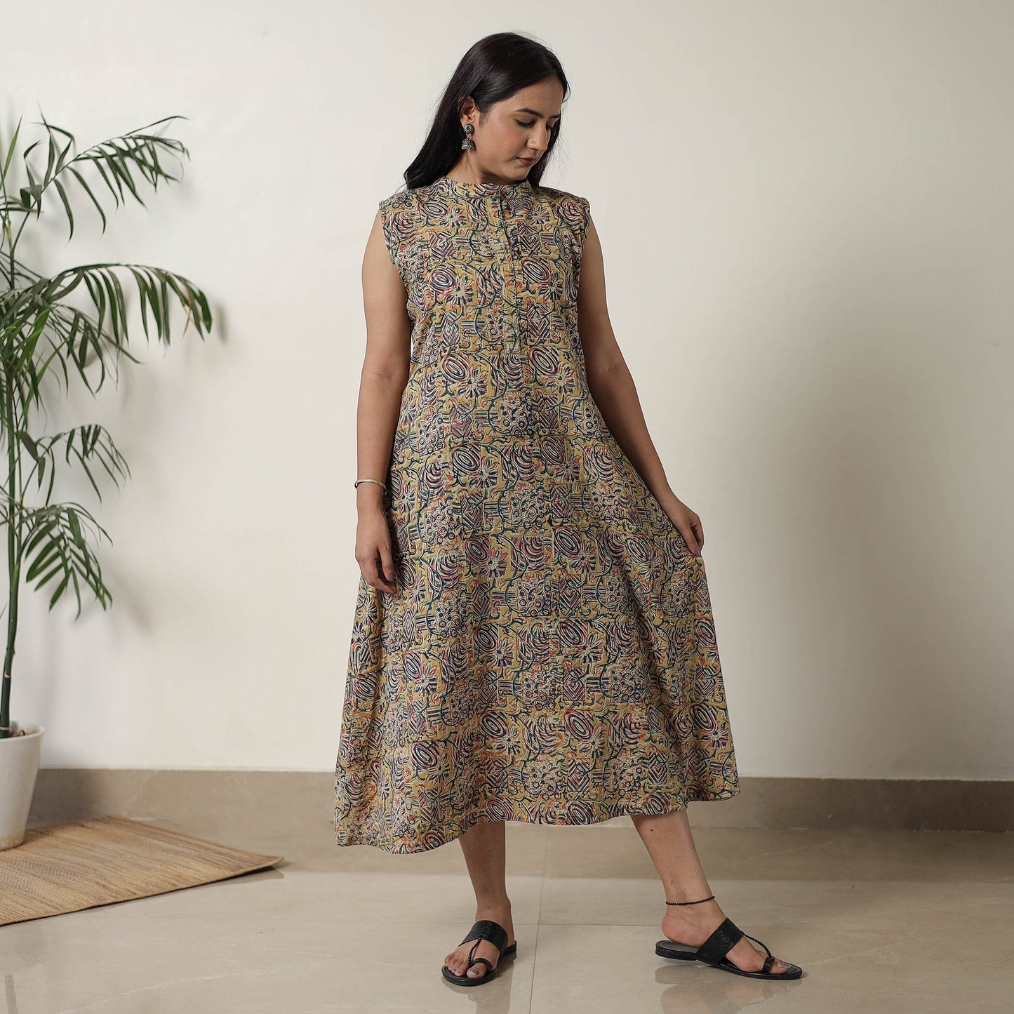 Pedana Kalamkari Block Printed Cotton Dress 14