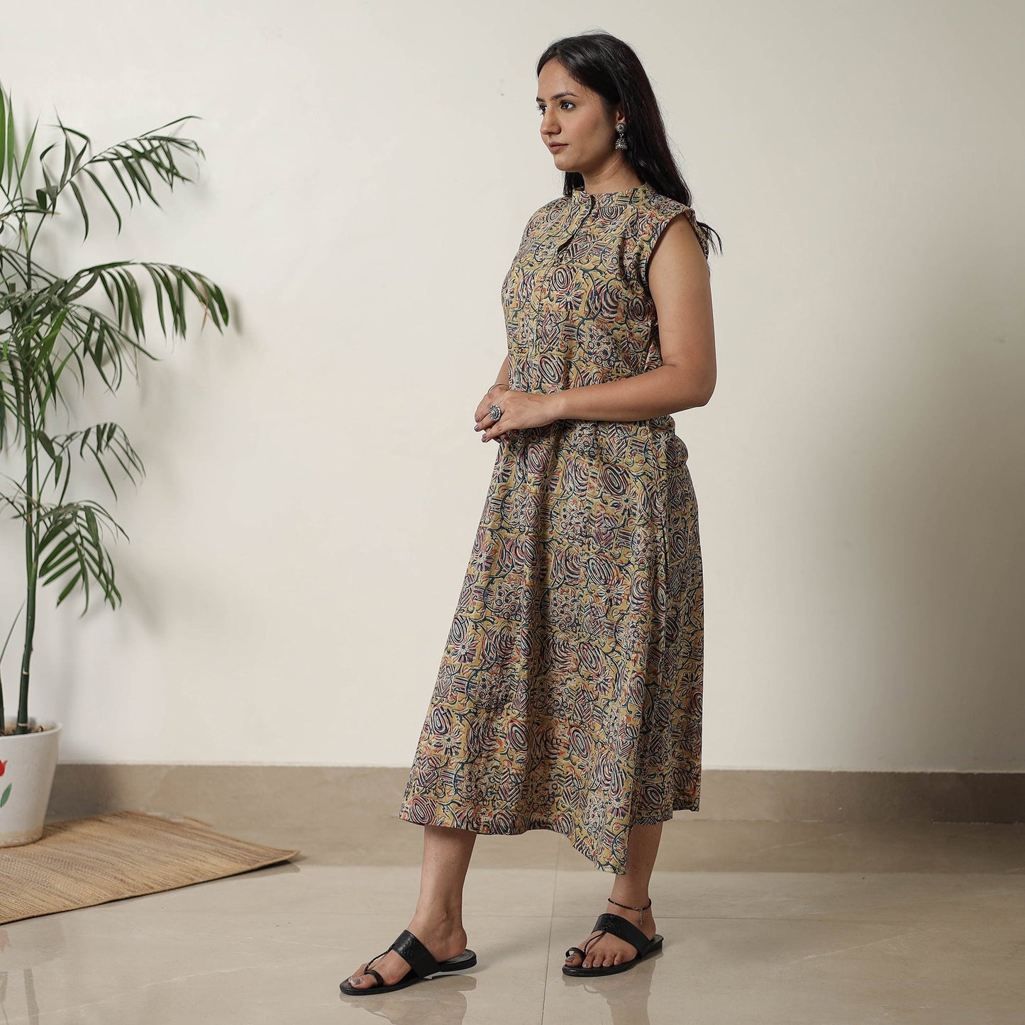 Pedana Kalamkari Block Printed Cotton Dress 14