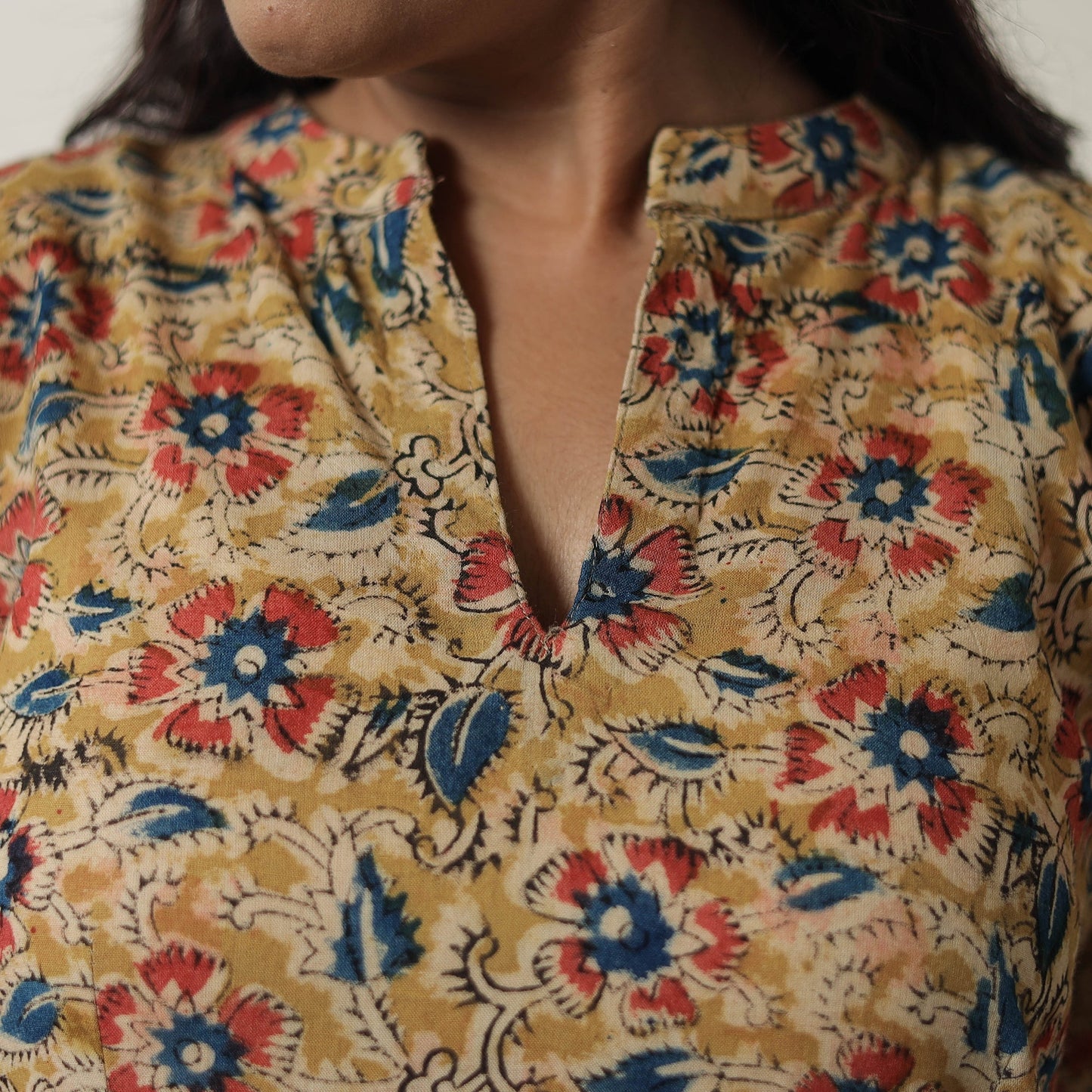Pedana Kalamkari Block Printed Cotton Flared Dress 01