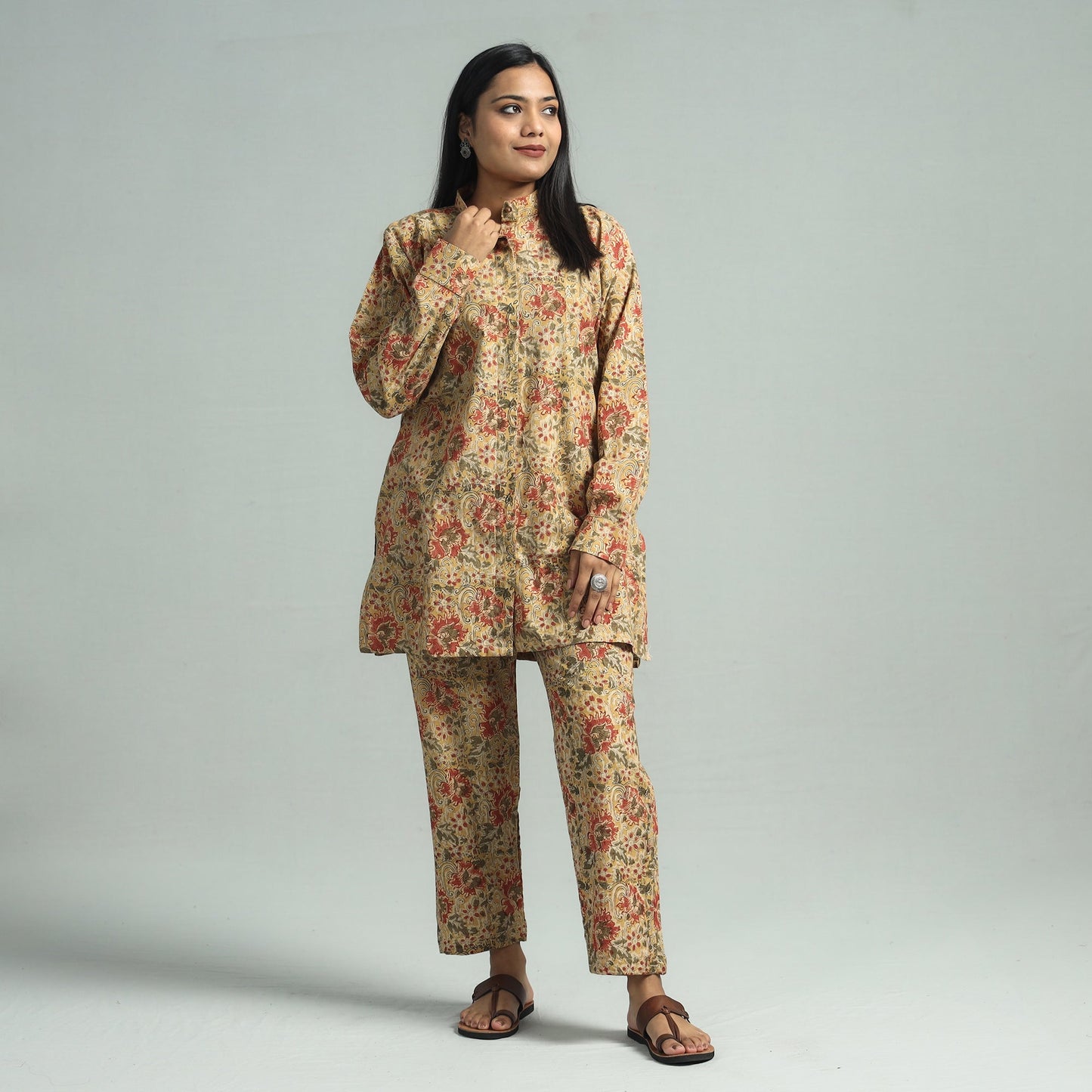 Pedana Kalamkari Block Printed Cotton Co-Ord Set Online at iTokri.com