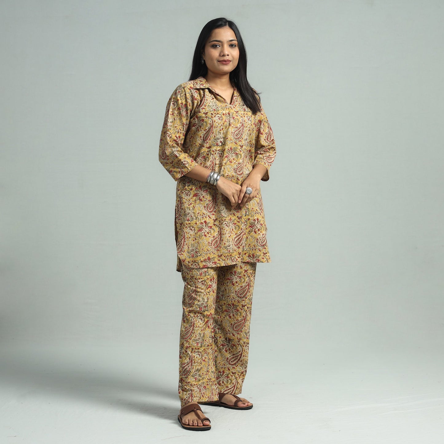 Pedana Kalamkari Block Printed Cotton Co-Ord Set Online at iTokri.com
