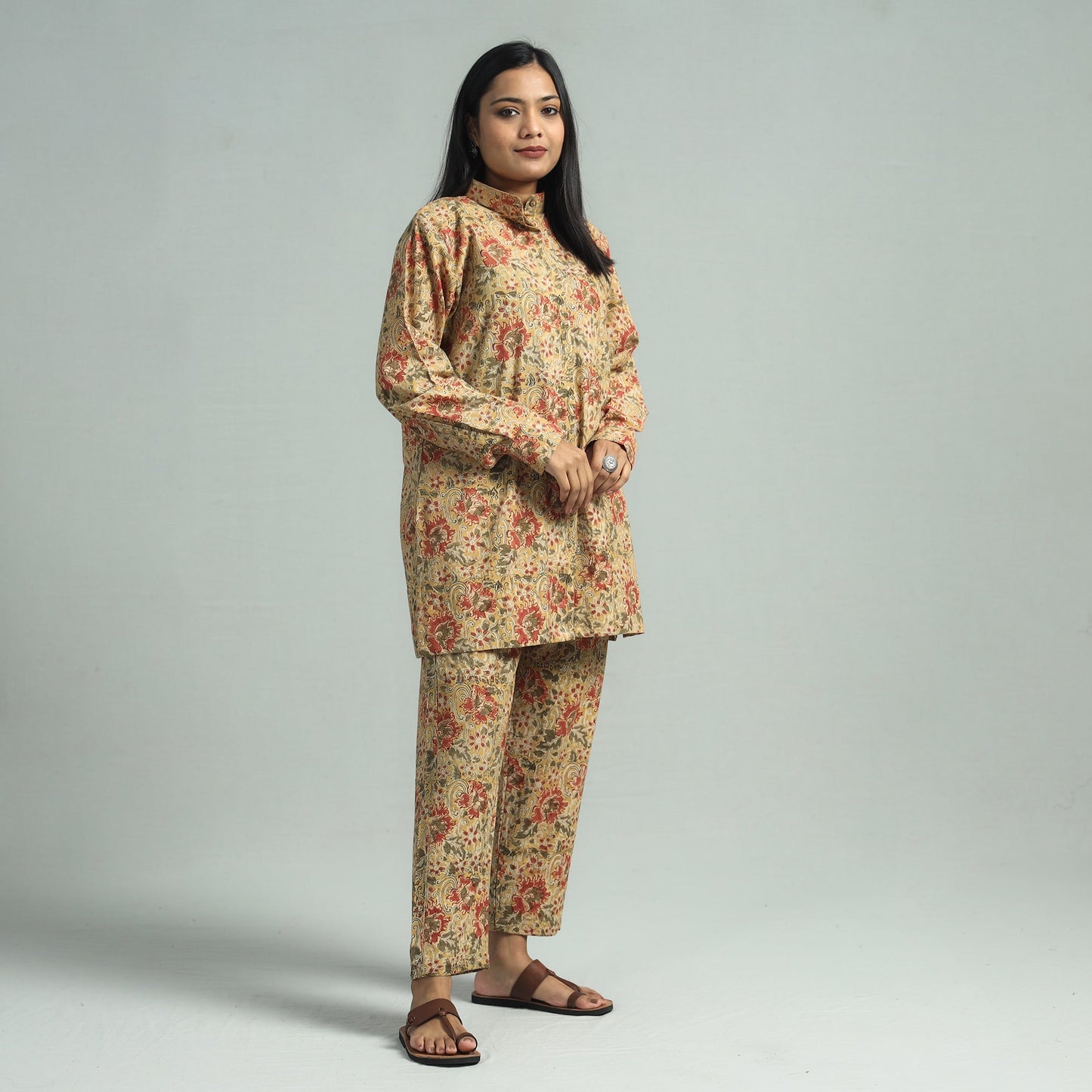 Pedana Kalamkari Block Printed Cotton Co-Ord Set Online at iTokri.com