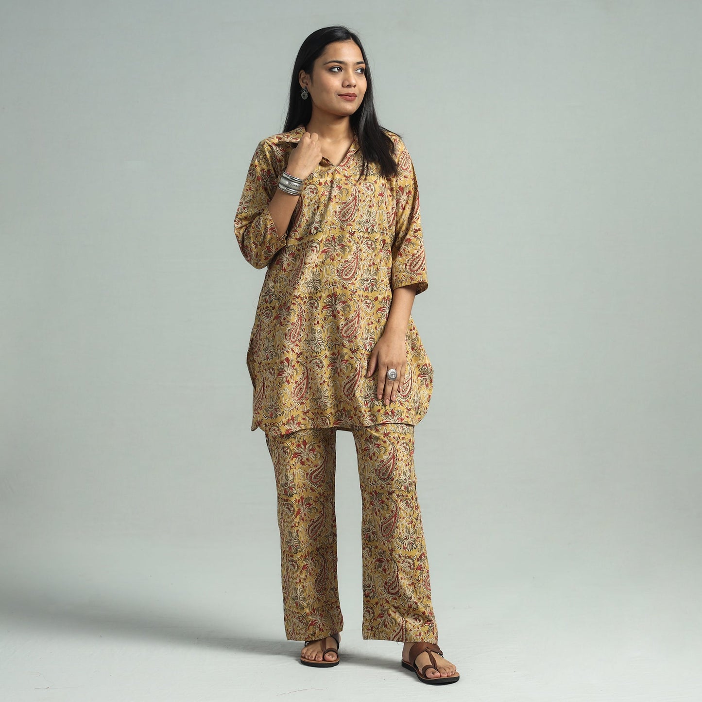 Pedana Kalamkari Block Printed Cotton Co-Ord Set Online at iTokri.com