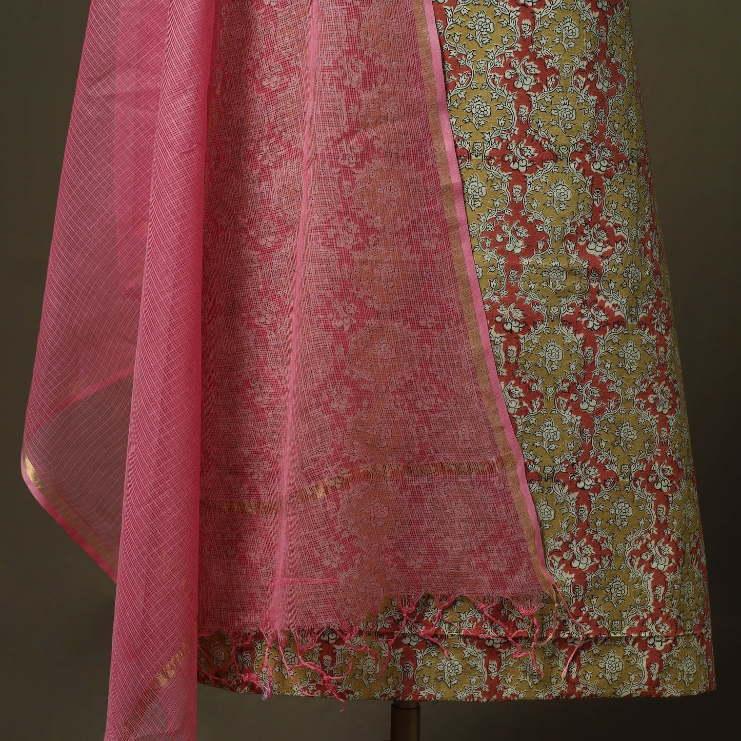Pedana kalamkari hand block print natural dyed cotton 2pc