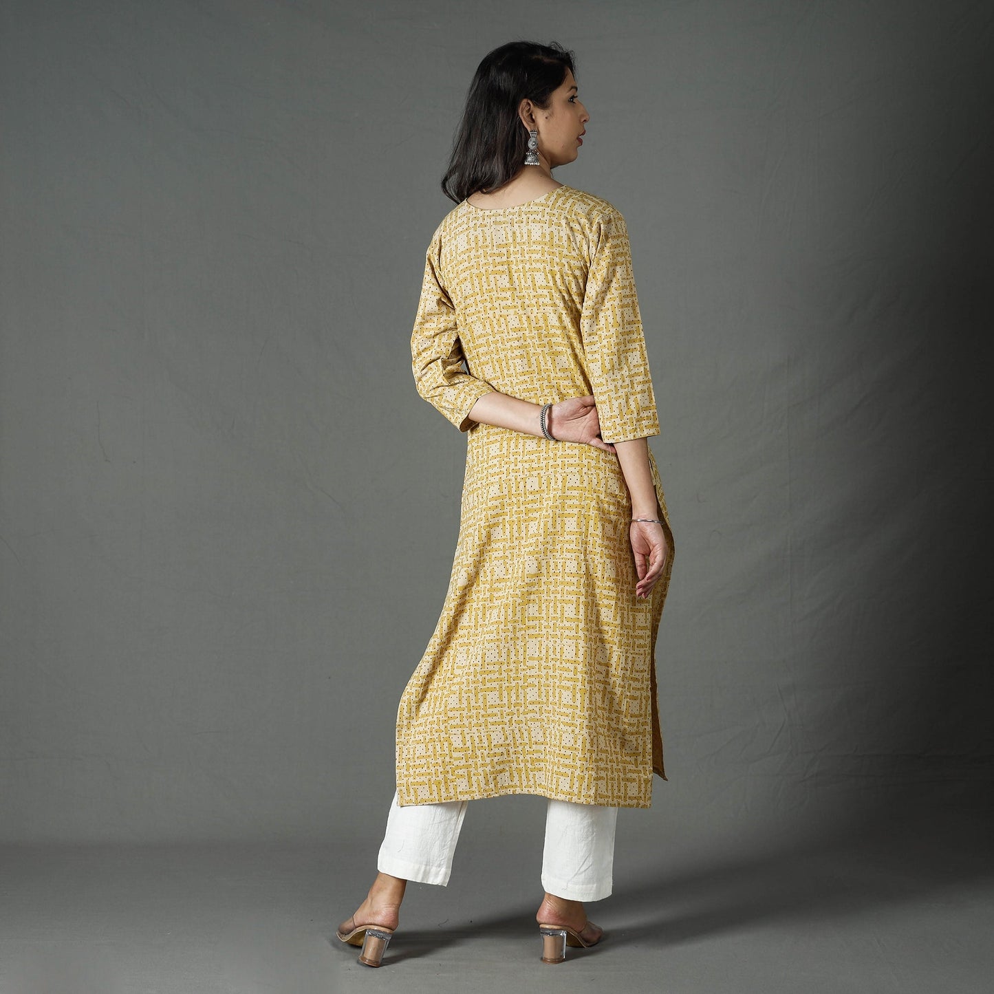 Pipad Block Printed Cotton Long Kurta for Women