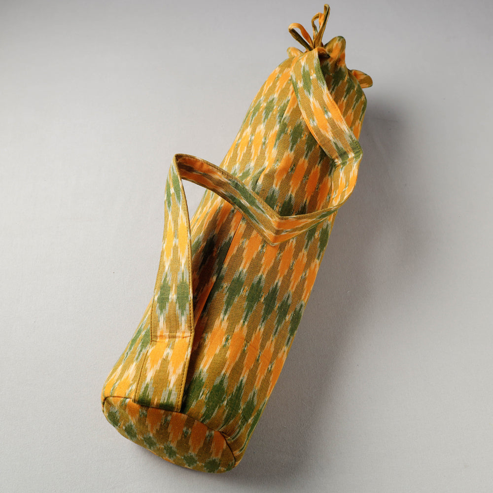 Yellow Pochampally Ikat Cotton Yoga Mat Bag