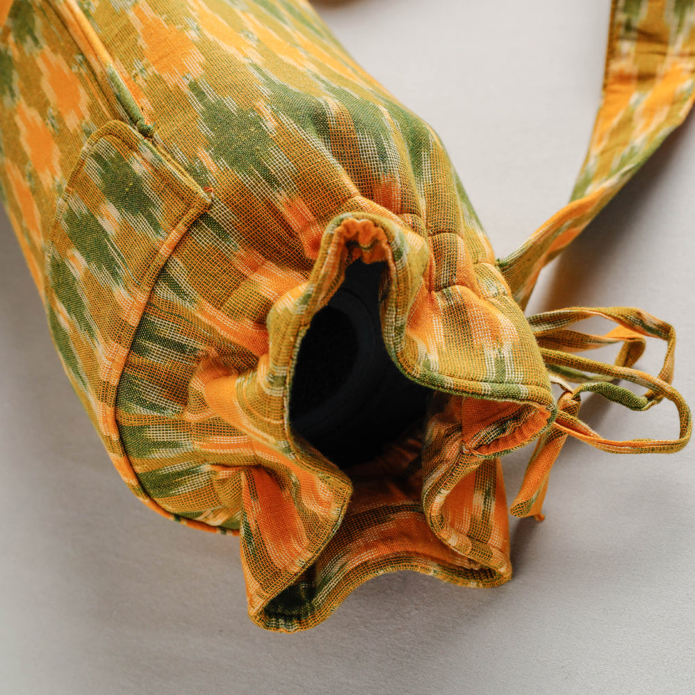 Yellow Pochampally Ikat Cotton Yoga Mat Bag