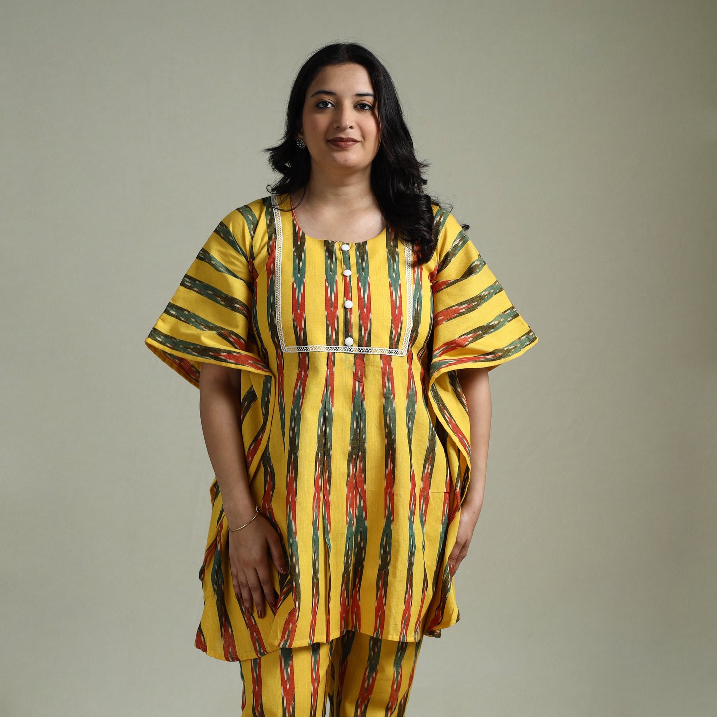 Pochampally ikat lace work cotton co-ord set for women 10