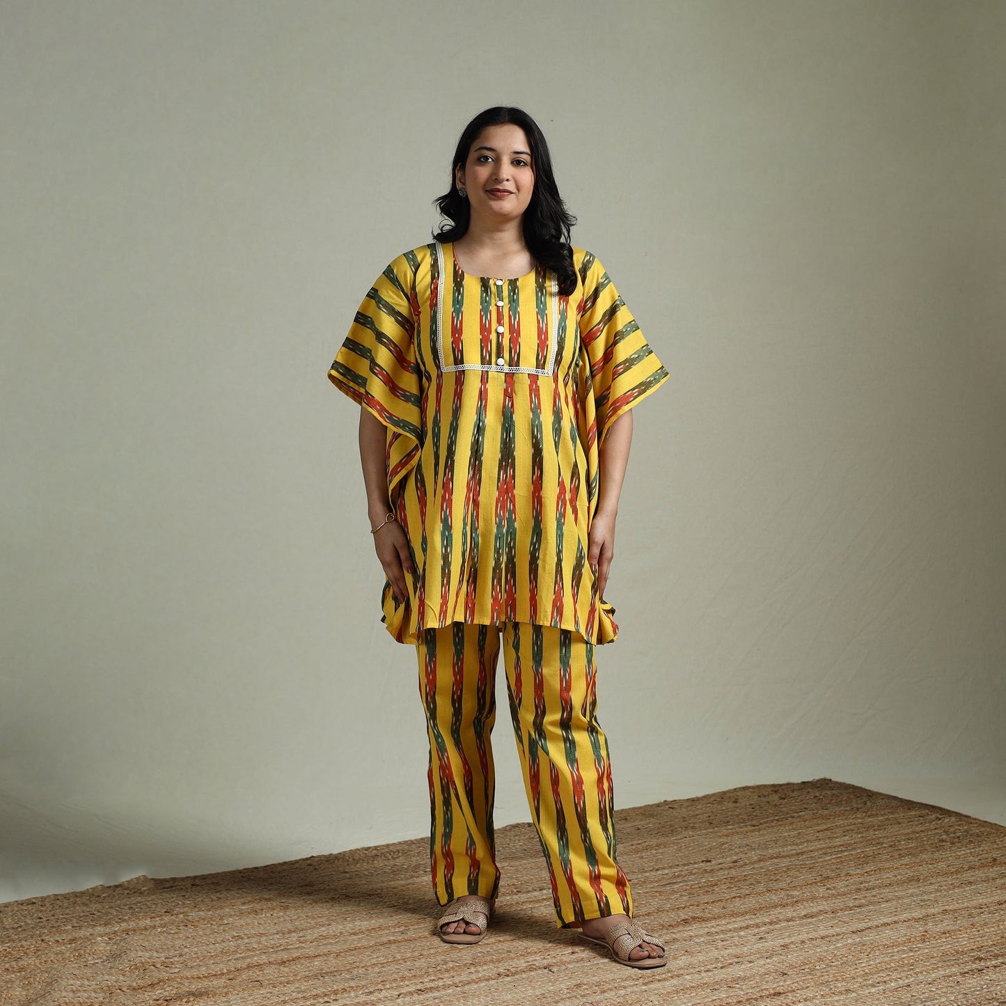 Pochampally ikat lace work cotton co-ord set for women 10