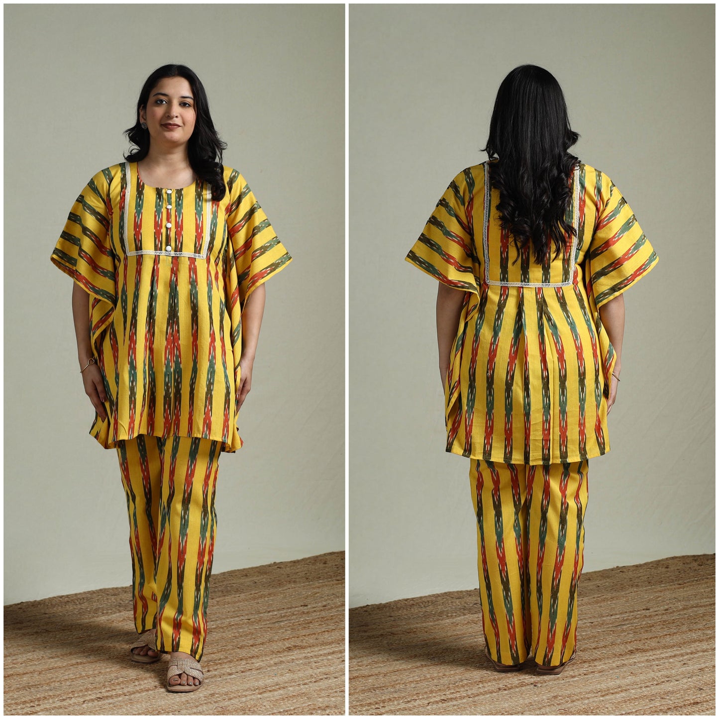 Pochampally ikat lace work cotton co-ord set for women 10